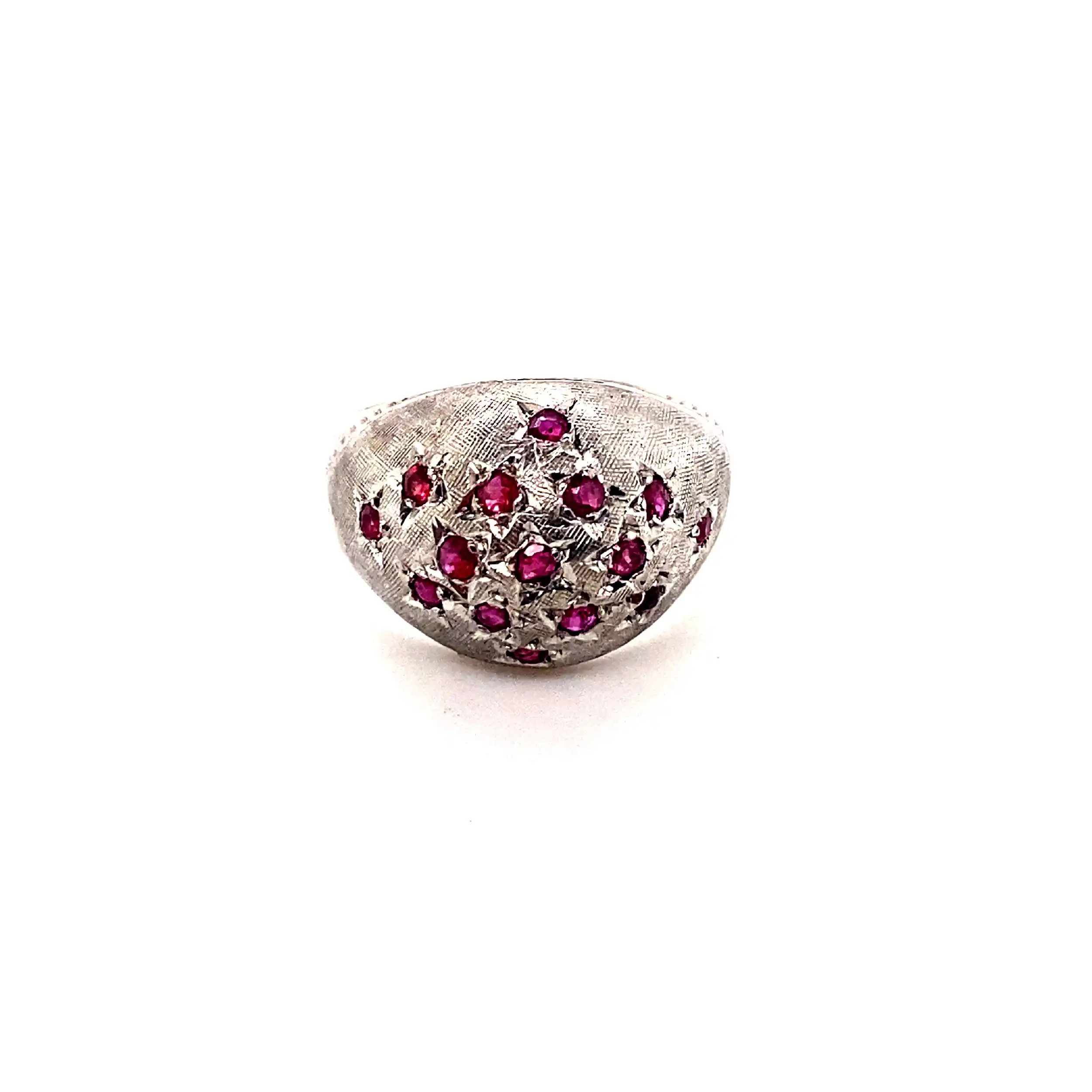 Ring Weißgold mit roten Steinen