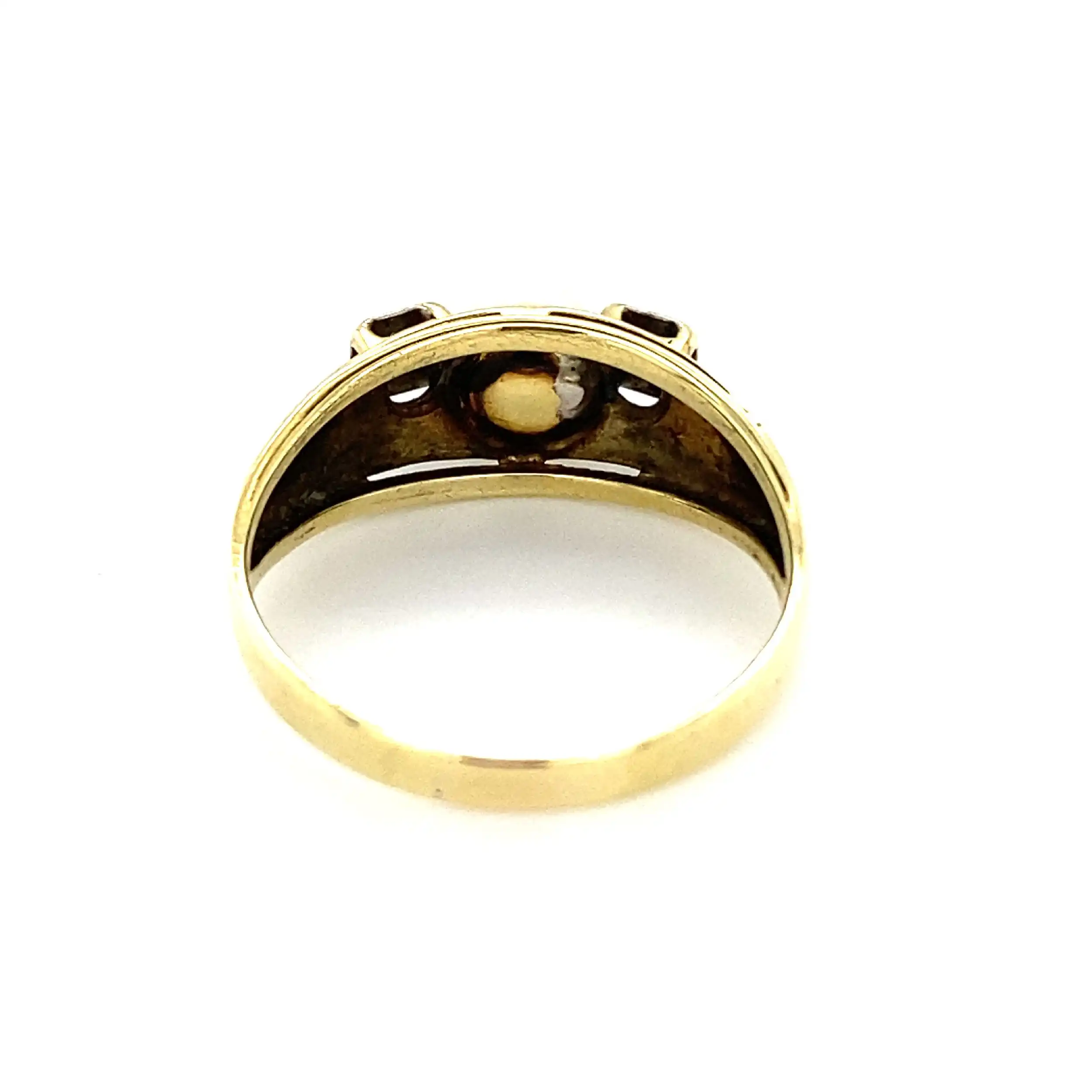 Ring Gelbgold mit Perle & Diamanten