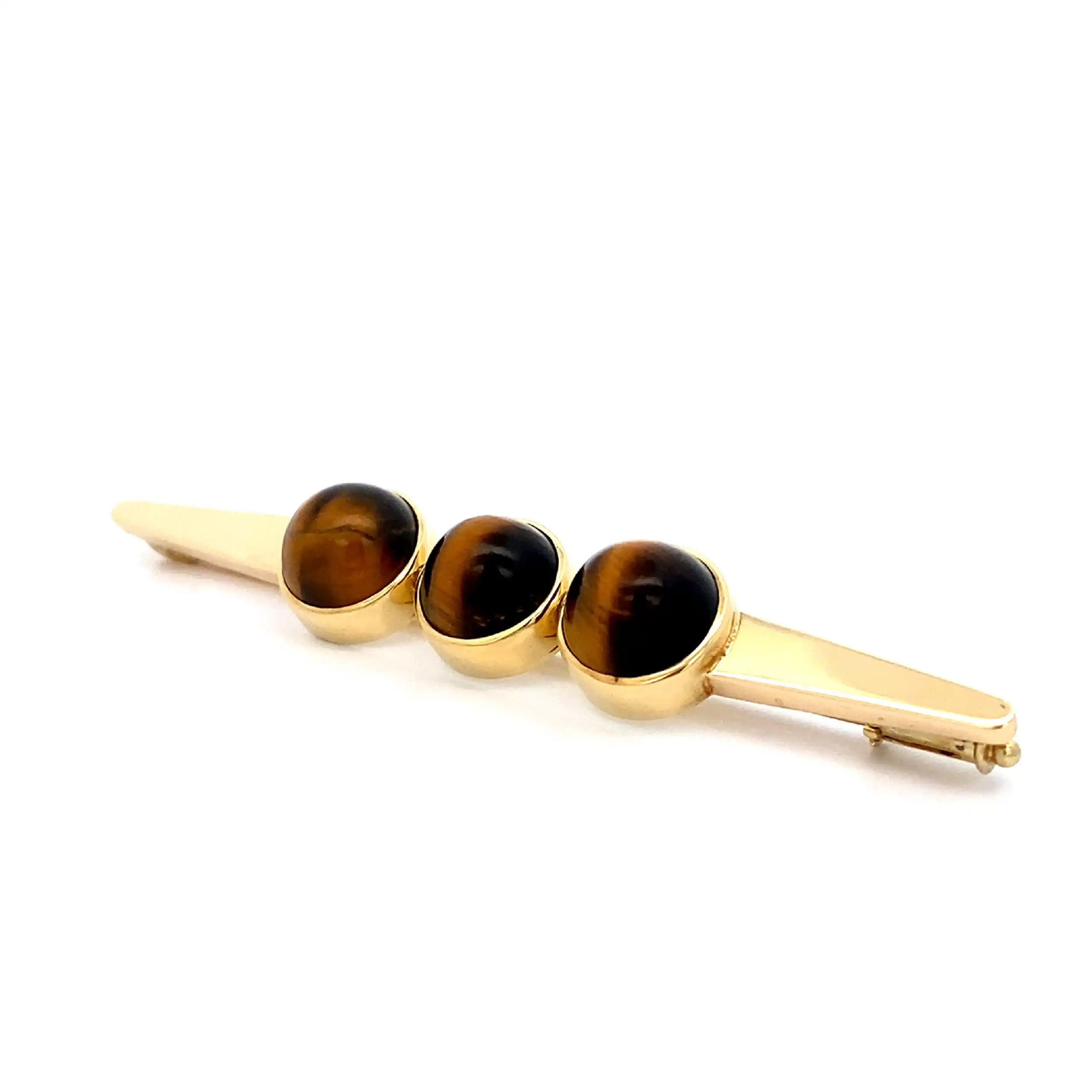 Brosche Gelbgold mit Tigerauge