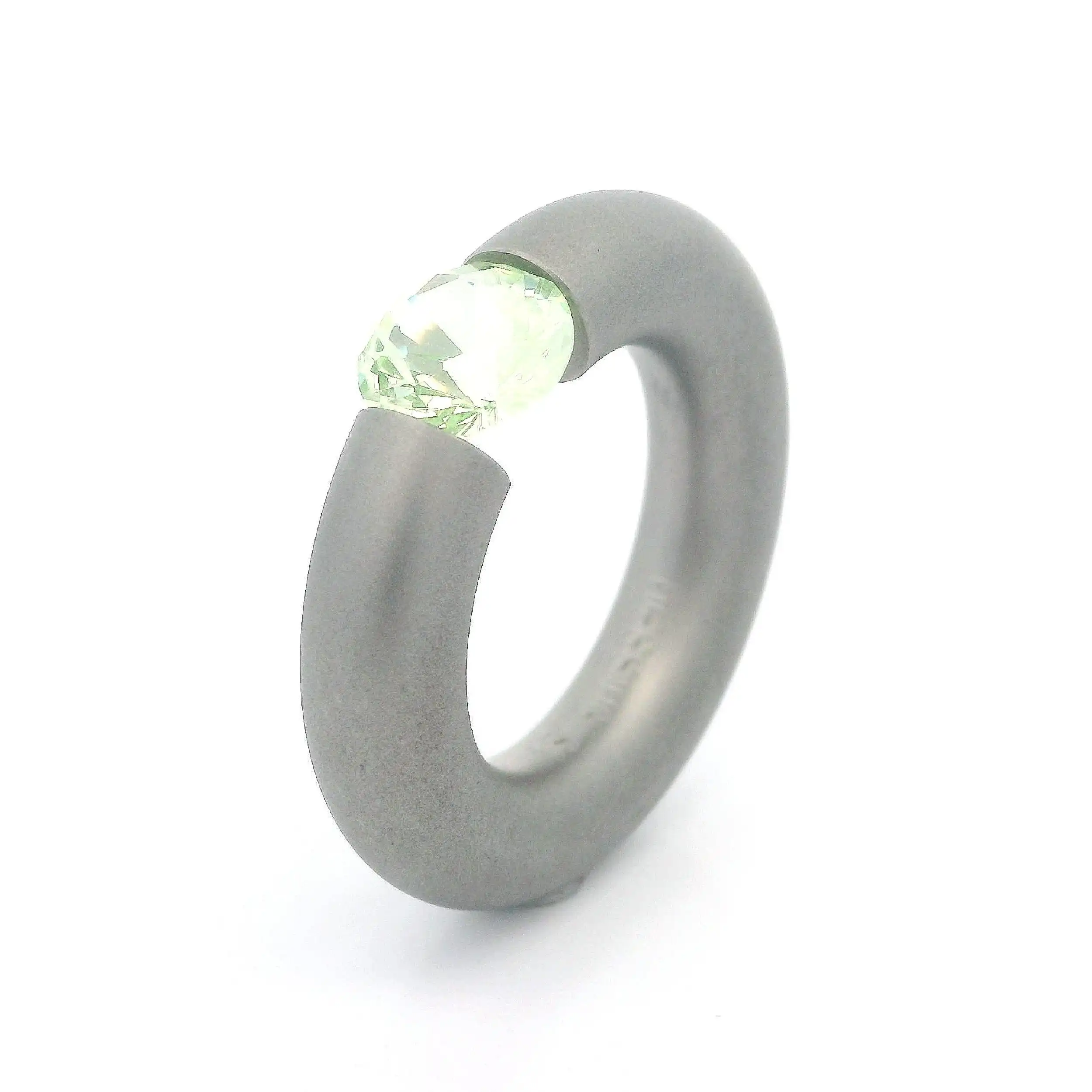 Spannring Edelstahl Niessing mit synthetischem Chrysolith