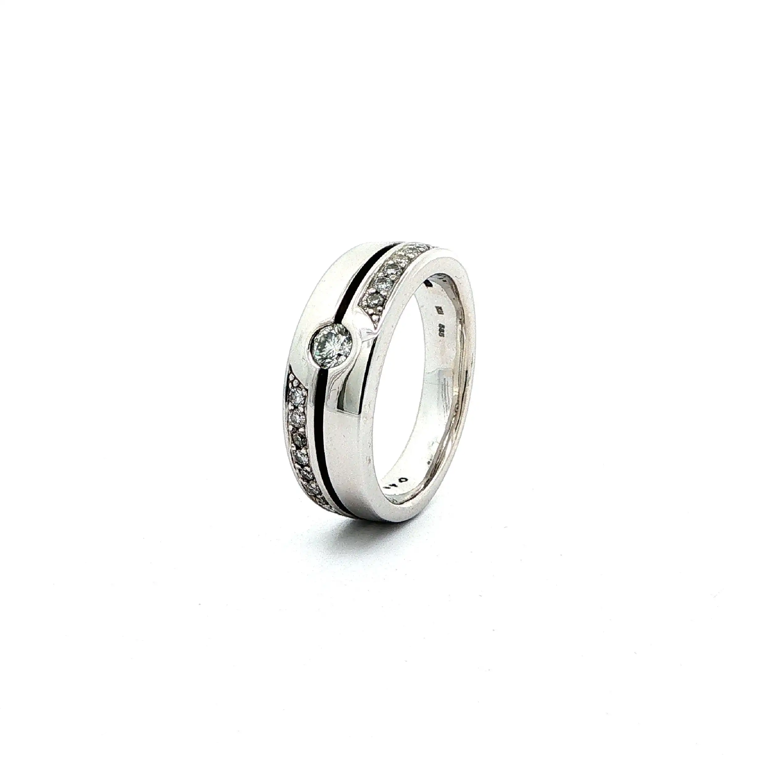 Ring Weißgold mit Brillanten, graviert mit 0,48ct.