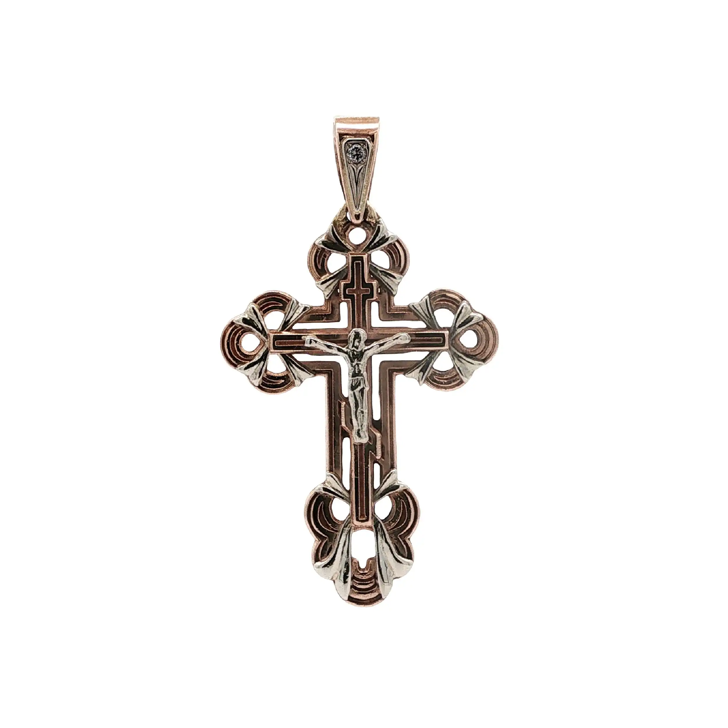 Anhänger Bicolor Kreuz mit Brillant Anhänger Bicolor Kreuz mit Brillant