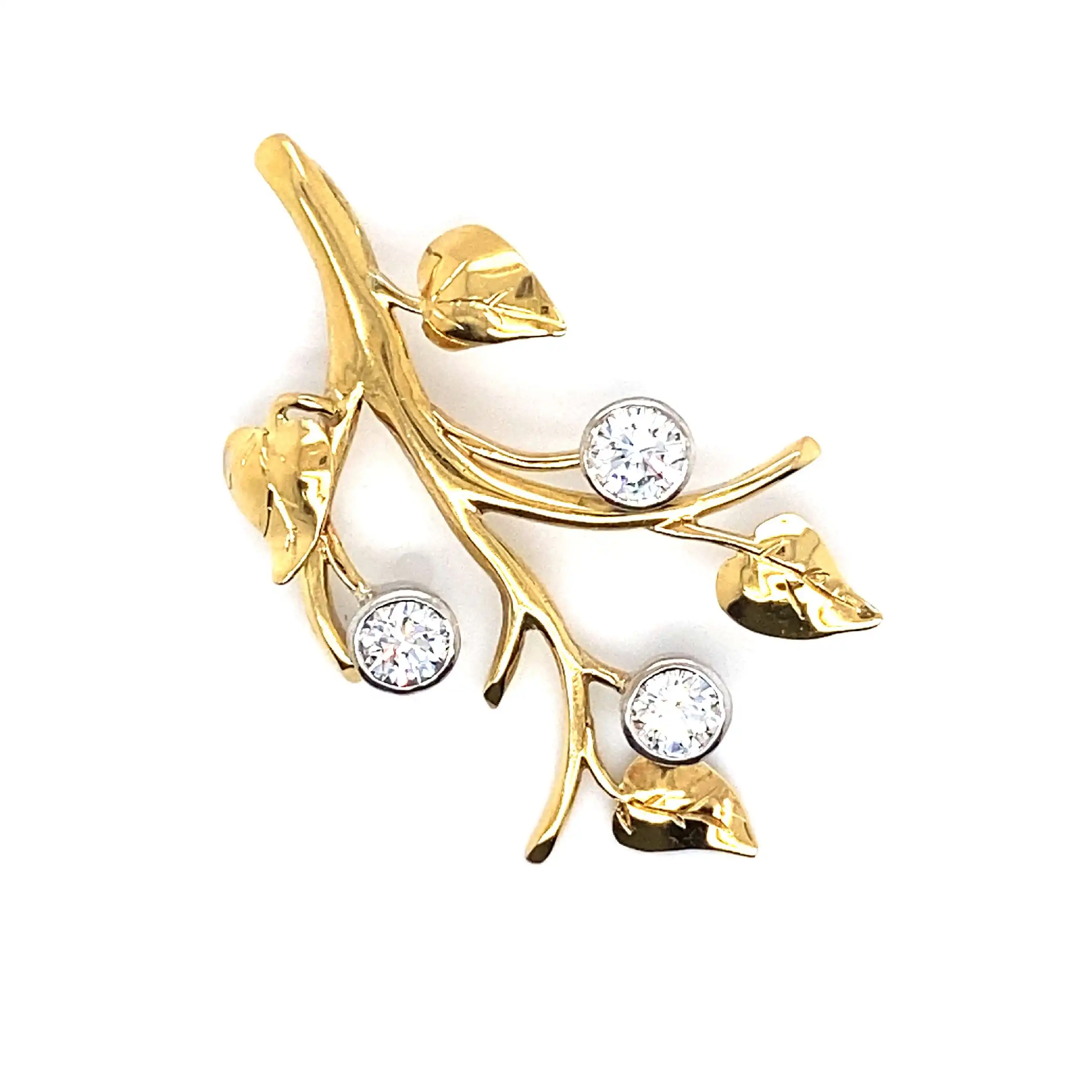 Anhänger Gelbgold Blätter mit Brillanten Anhänger Gelbgold Blätter mit Brillanten