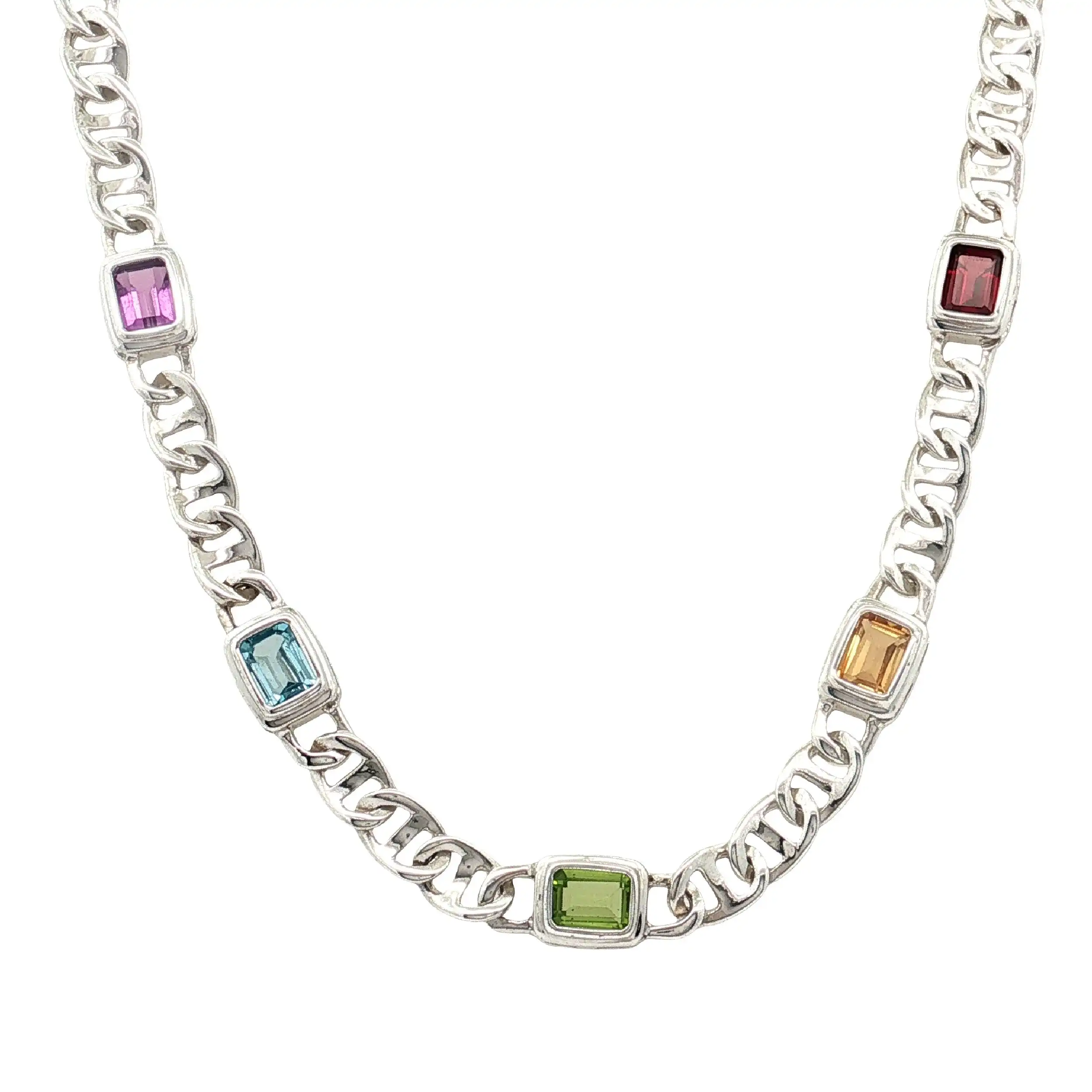 Collier Silber mit synthetischen Steinen