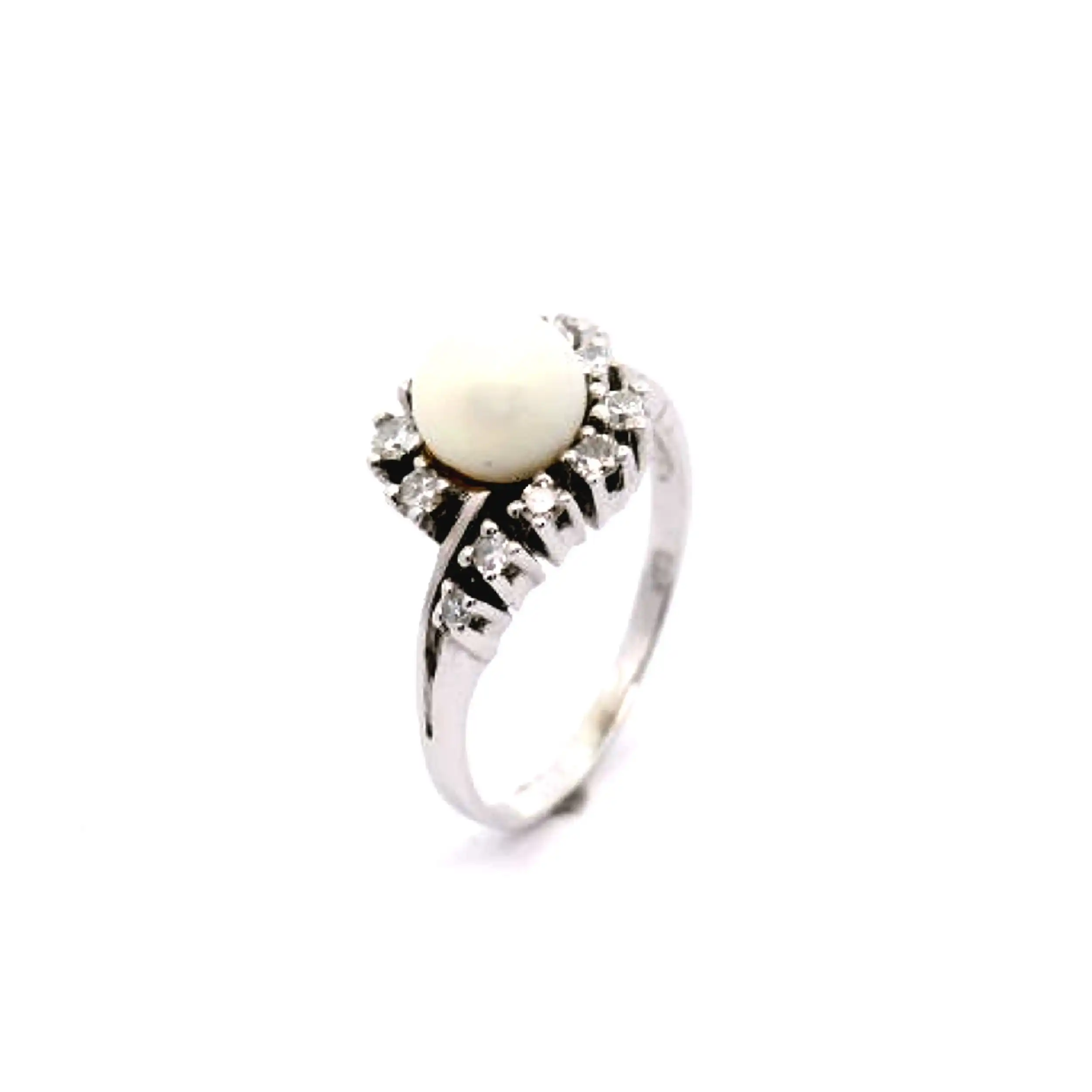 Ring Weißgold mit Perle und Diamanten Ring Weißgold mit Perle und Diamanten