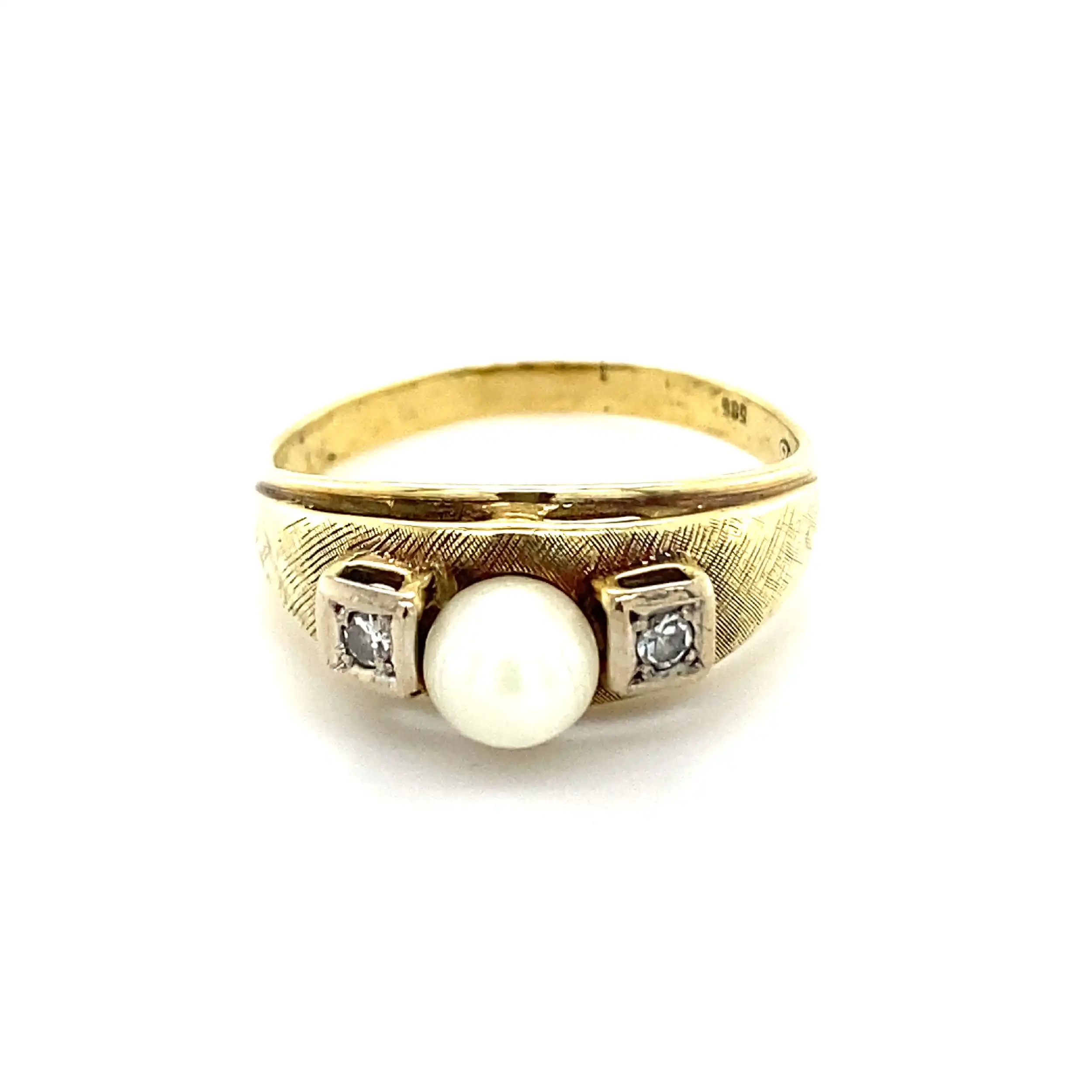 Ring Gelbgold mit Perle & Diamanten