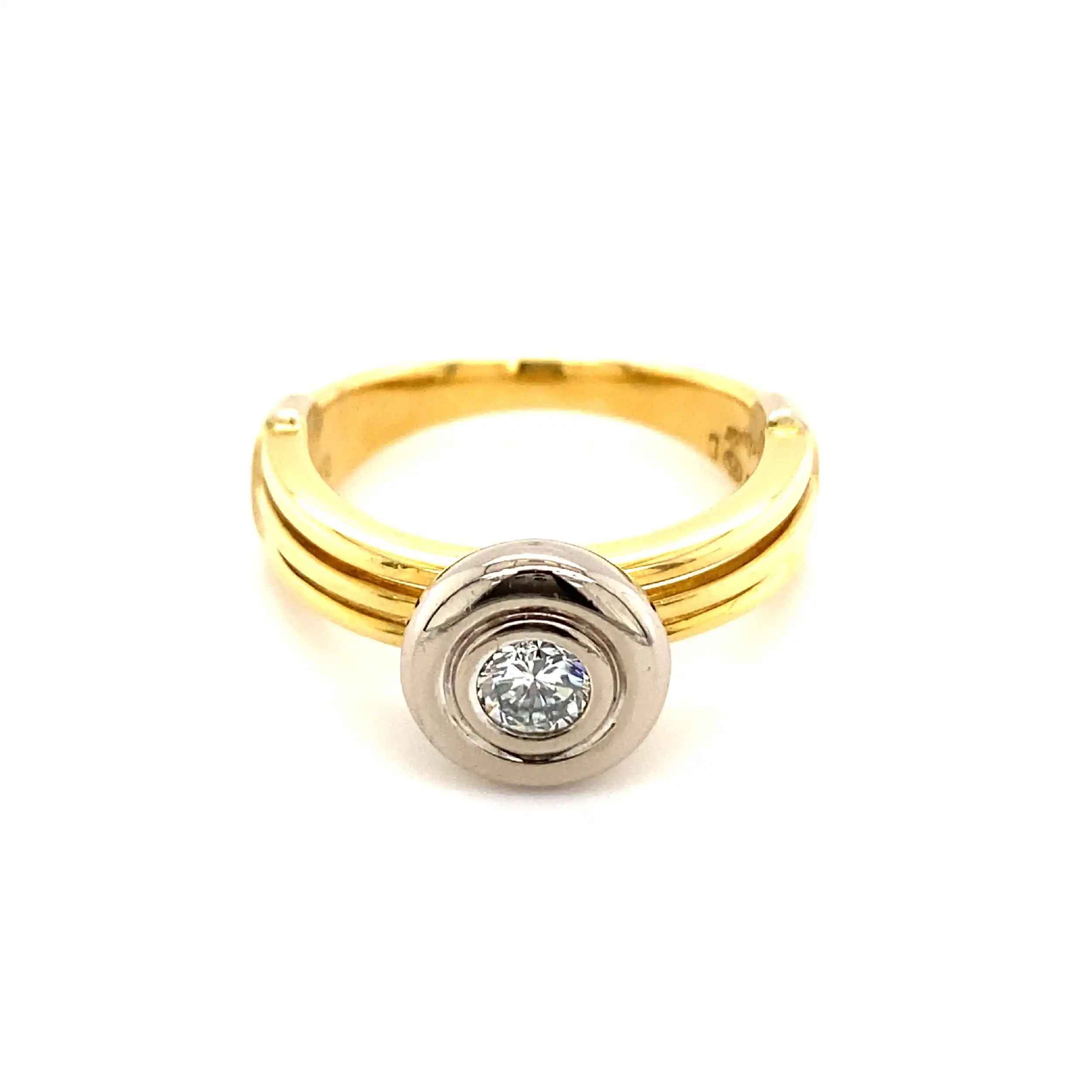 Ring Bicolor mit Brillant Solitär, graviert mit 0,25ct.