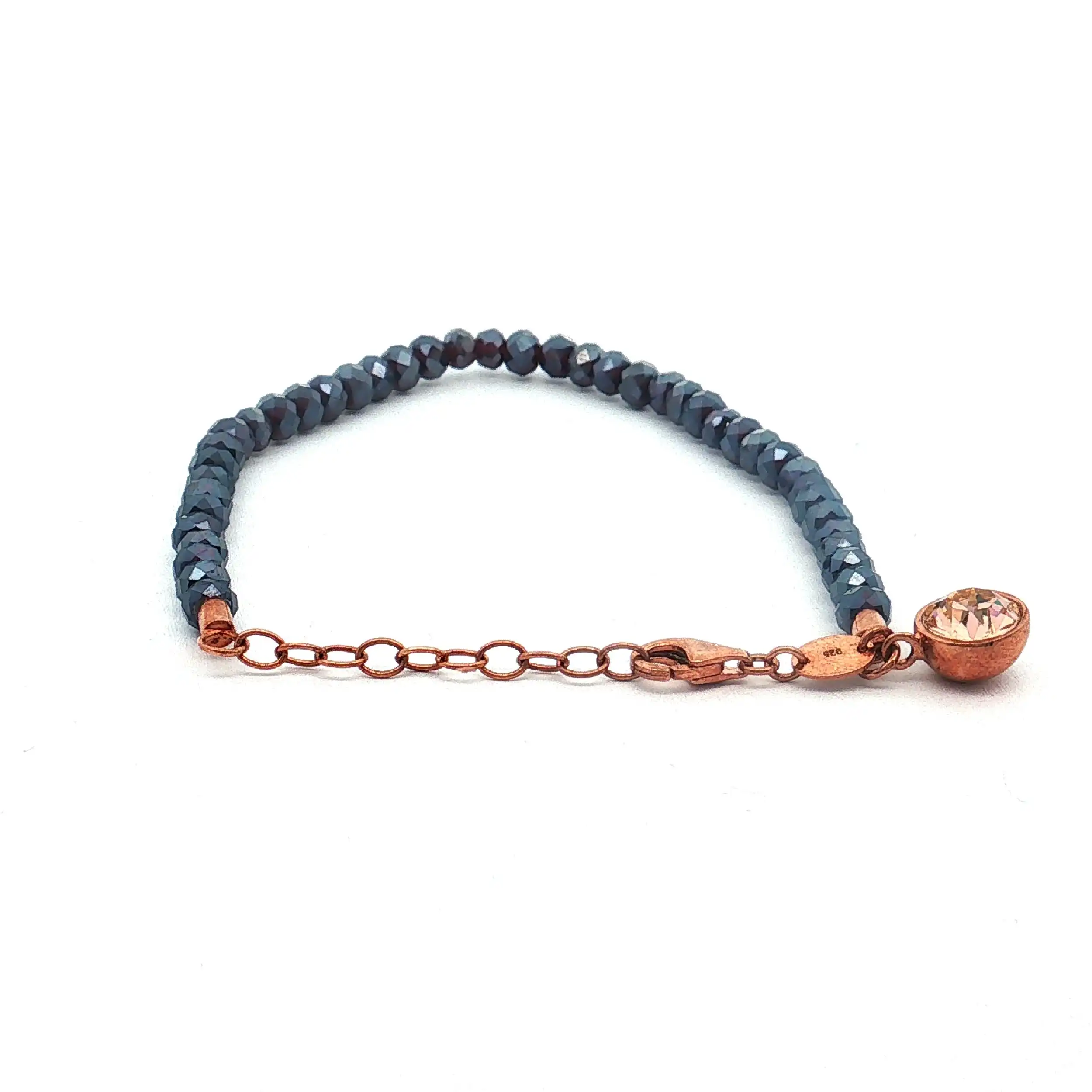 Armband Silber vergoldet Christ mit lila Kugeln Armband Silber vergoldet Christ mit lila Kugeln