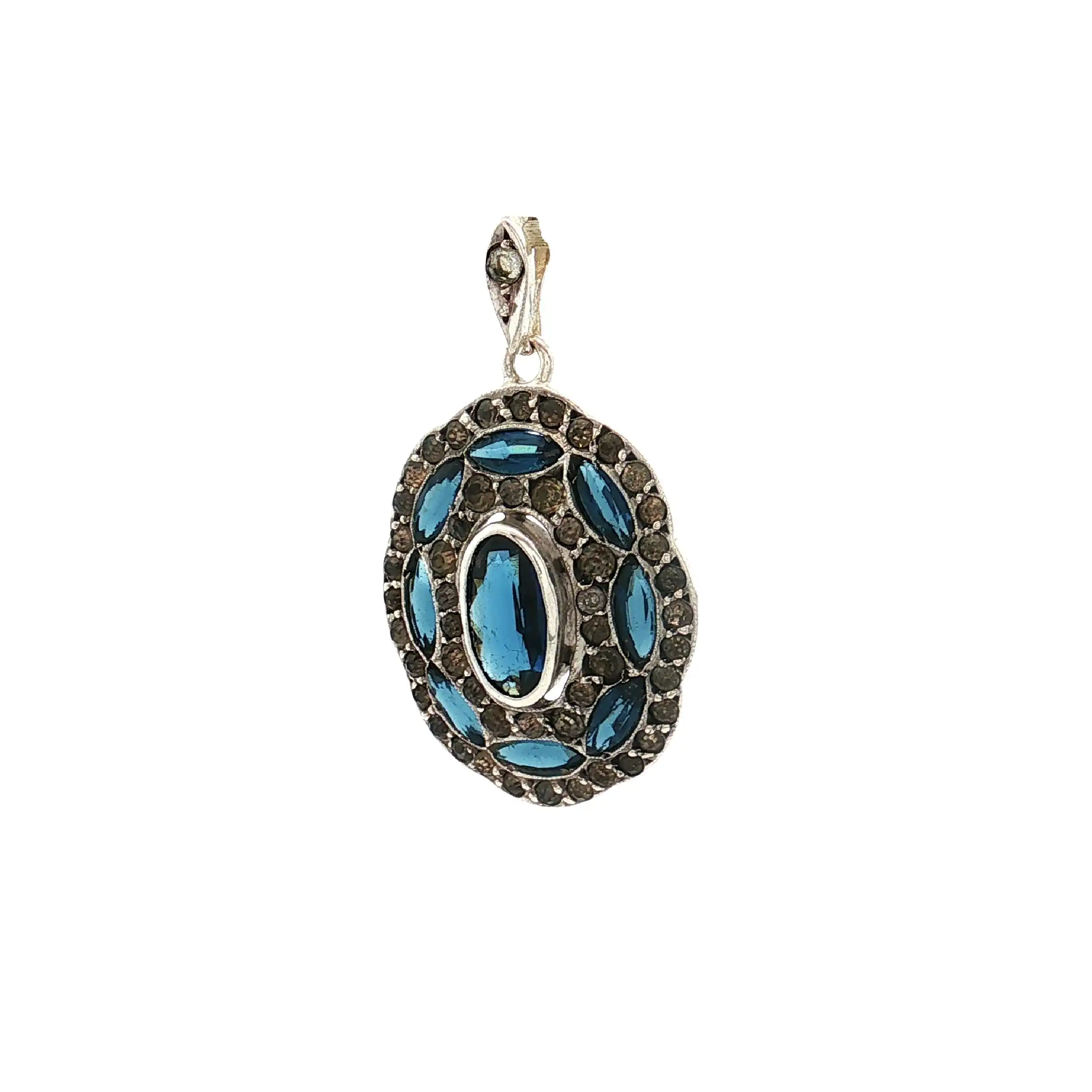 Anhänger Silber mit blauem Steinen und Zirkonia Anhänger Silber mit blauem Steinen und Zirkonia