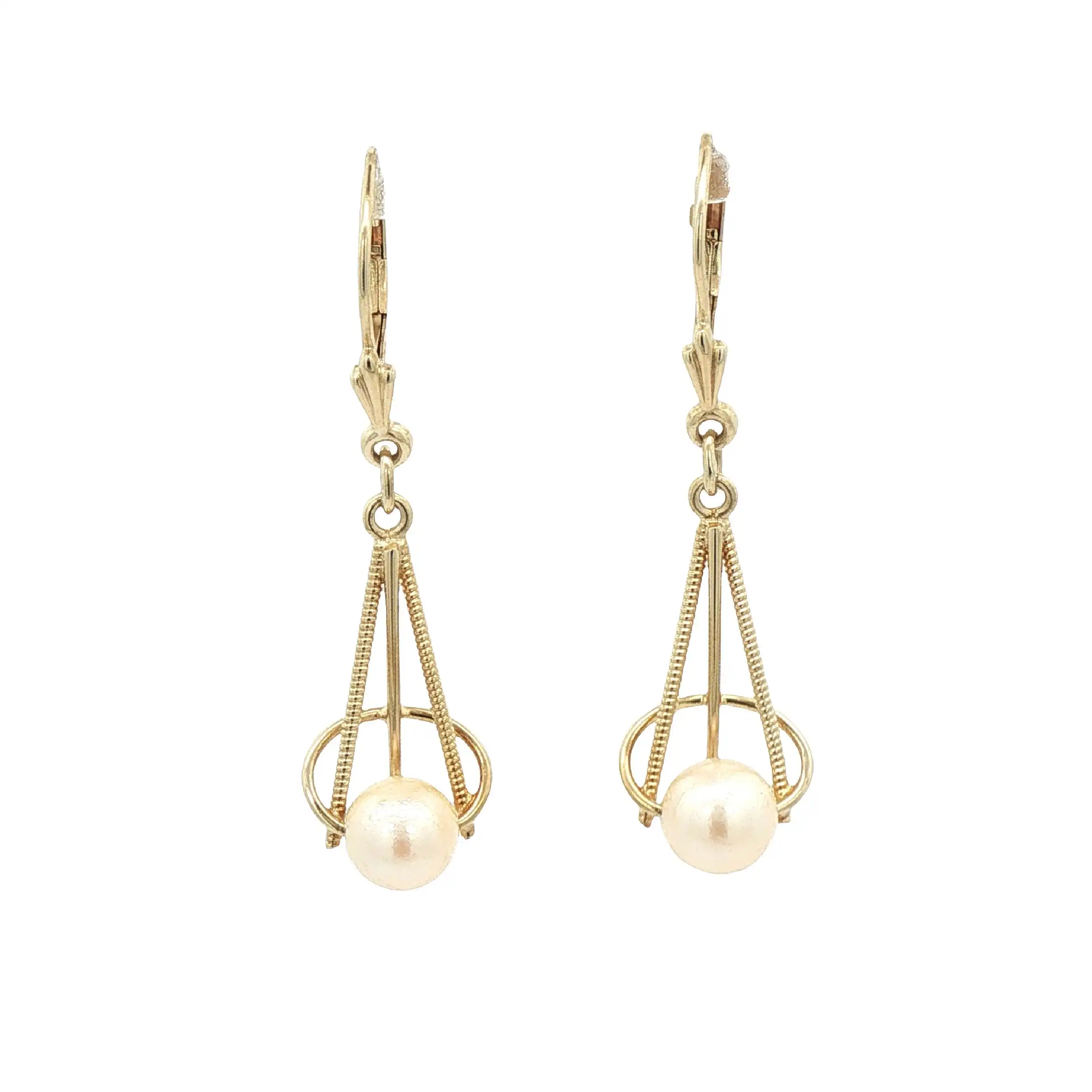 Ohrhänger Gelbgold mit Perle und Zirkonia Ohrhänger Gelbgold mit Perle und Zirkonia