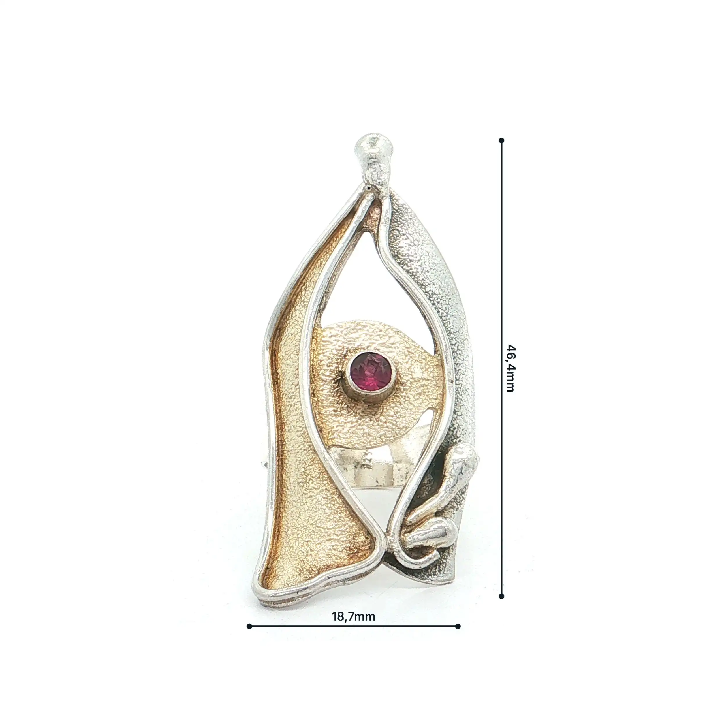 Ring Silber teilvergoldet mit pinkem Farbstein Ring Silber teilvergoldet mit pinkem Farbstein