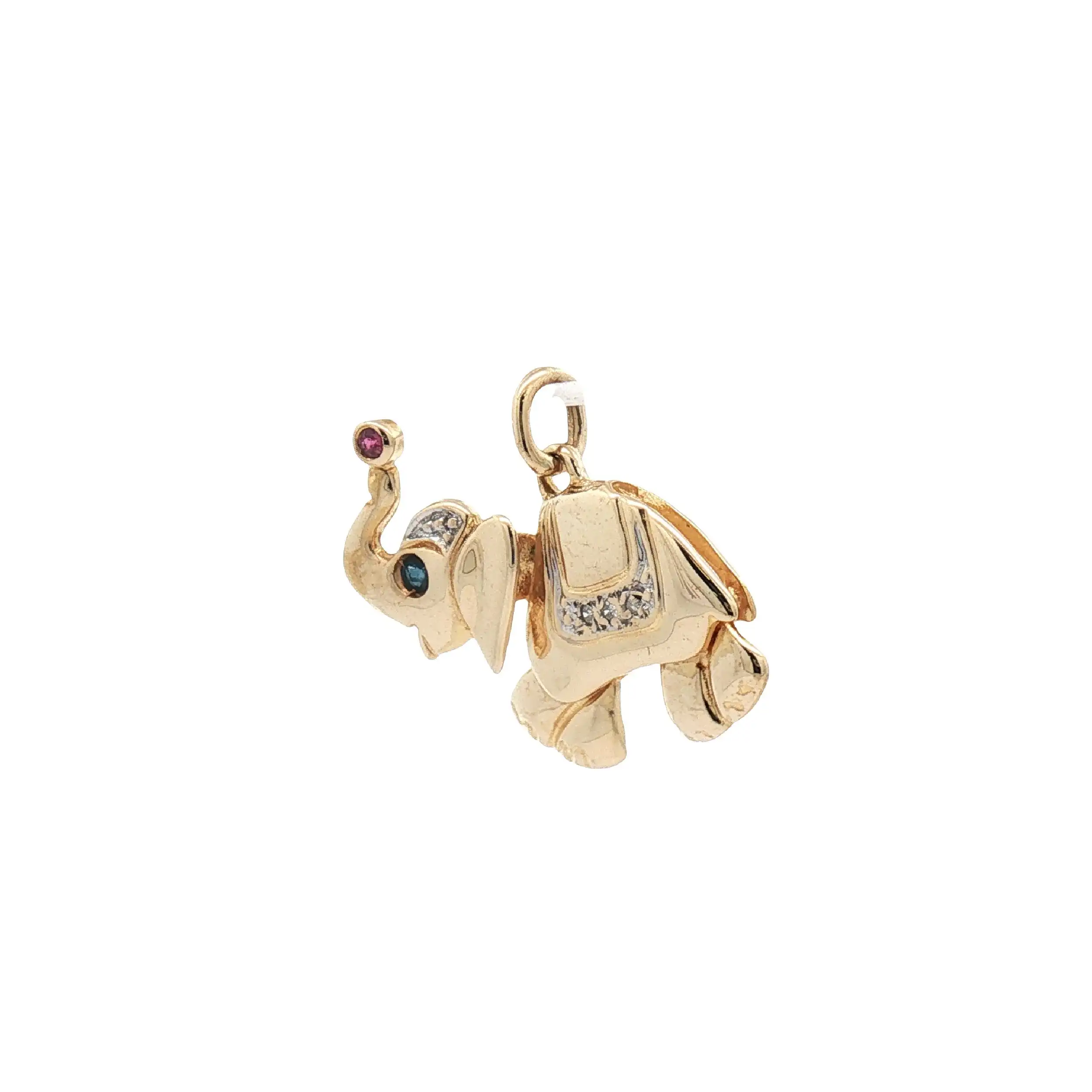 Anhänger Gelbgold Elefant mit Farbsteinen und Zirkonia Anhänger Gelbgold Elefant mit Farbsteinen und Zirkonia