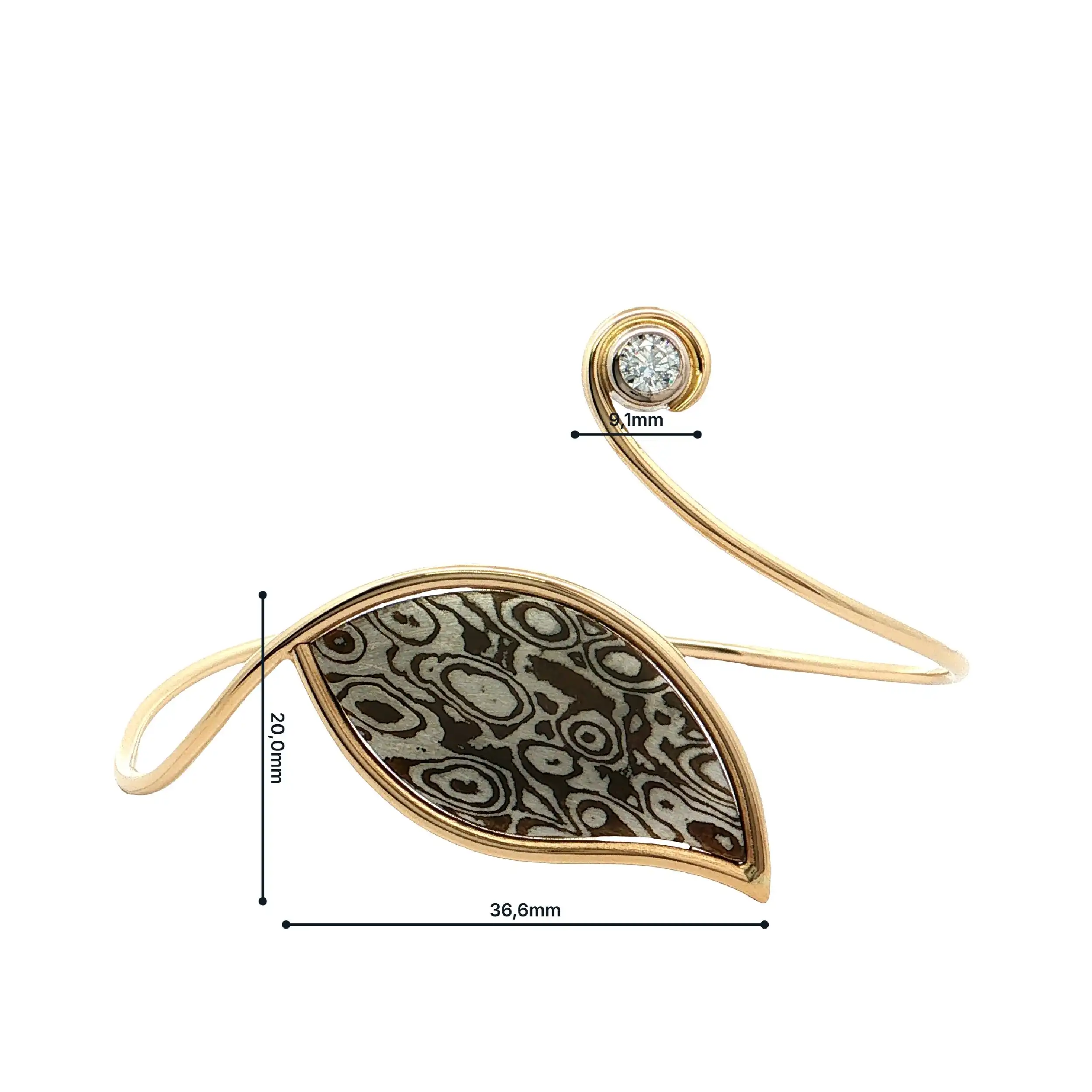 Armreif Bicolor mit Brillant "Blatt"