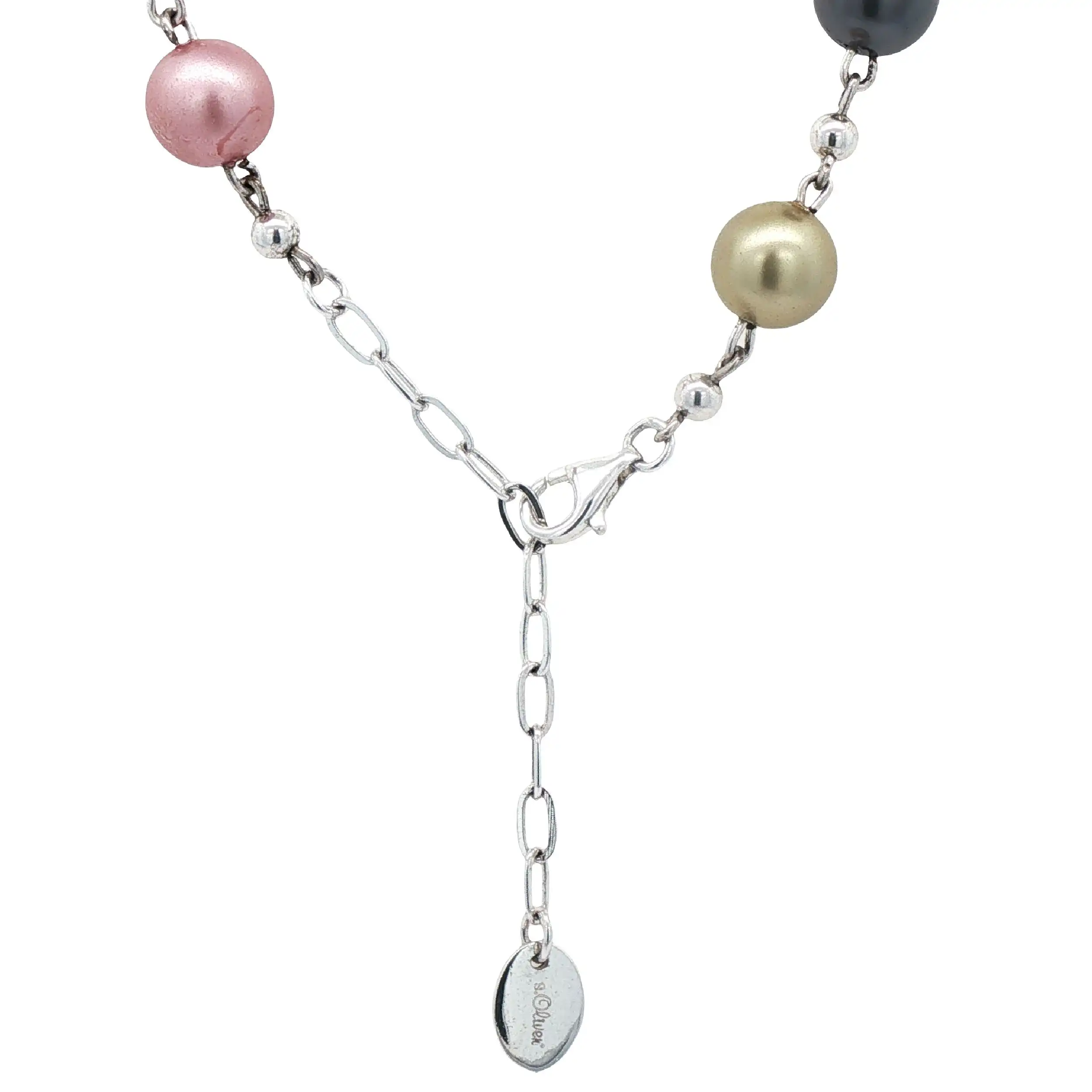 Collier Silber mit bunten Perlen und Zirkonia Collier Silber mit bunten Perlen und Zirkonia