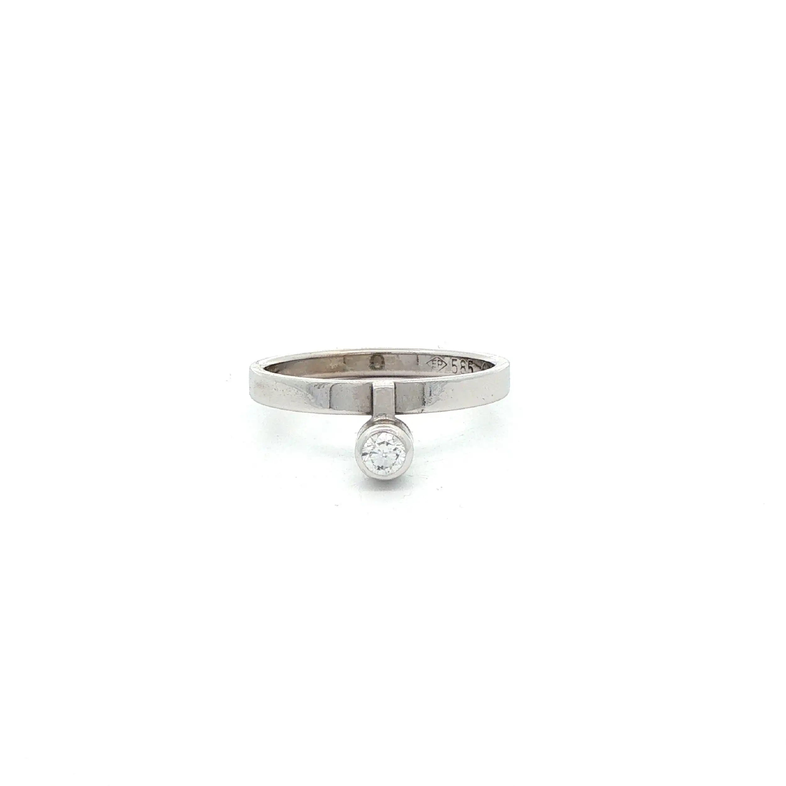 Ring Weißgold mit Brillant, graviert mit 0,13ct