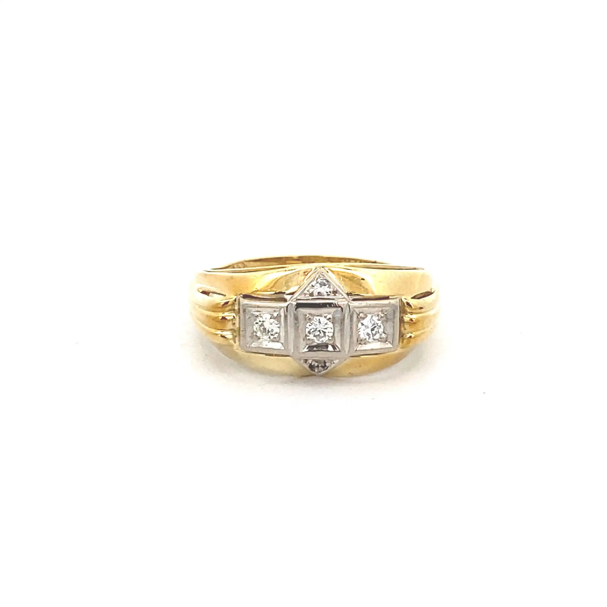 Ring Bicolor mit Brillanten, graviert mit 0,19ct