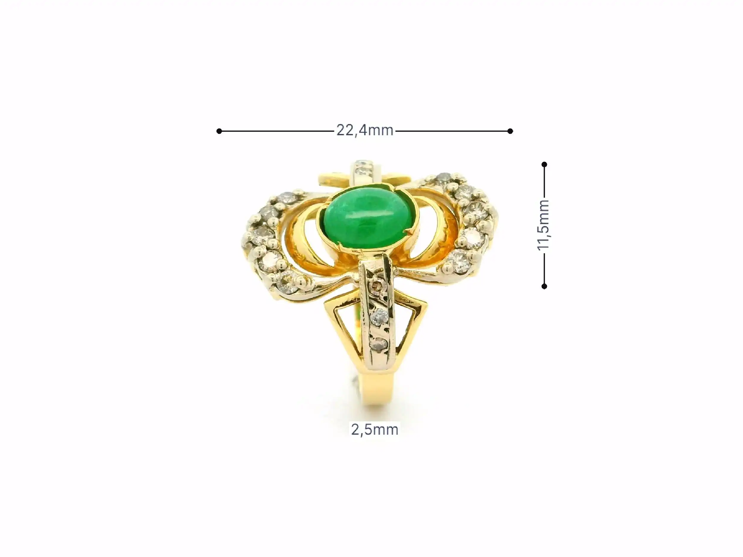 Ring Bicolor mit Smaragd Cabochon & Brillanten Ring Bicolor mit Smaragd Cabochon & Brillanten