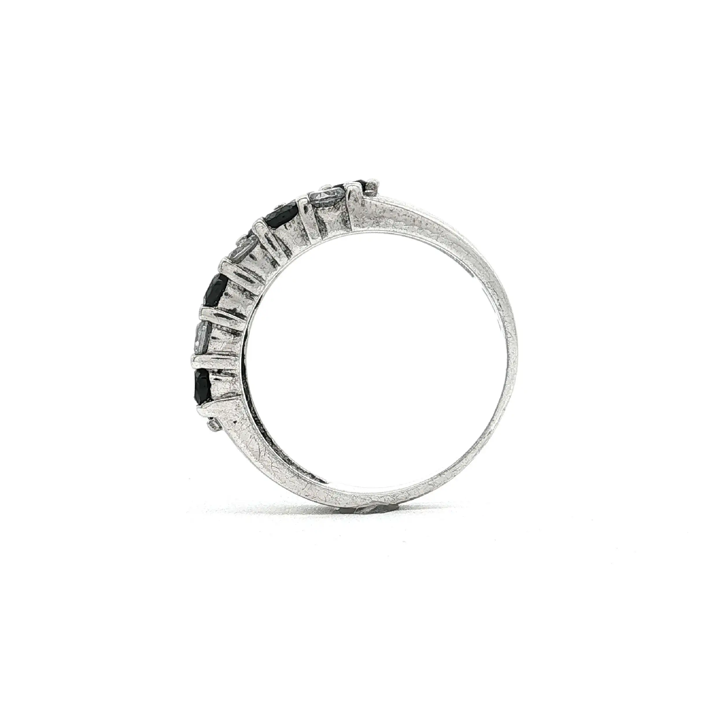 Ring Silber mit schwarzen und weißen Zirkonia