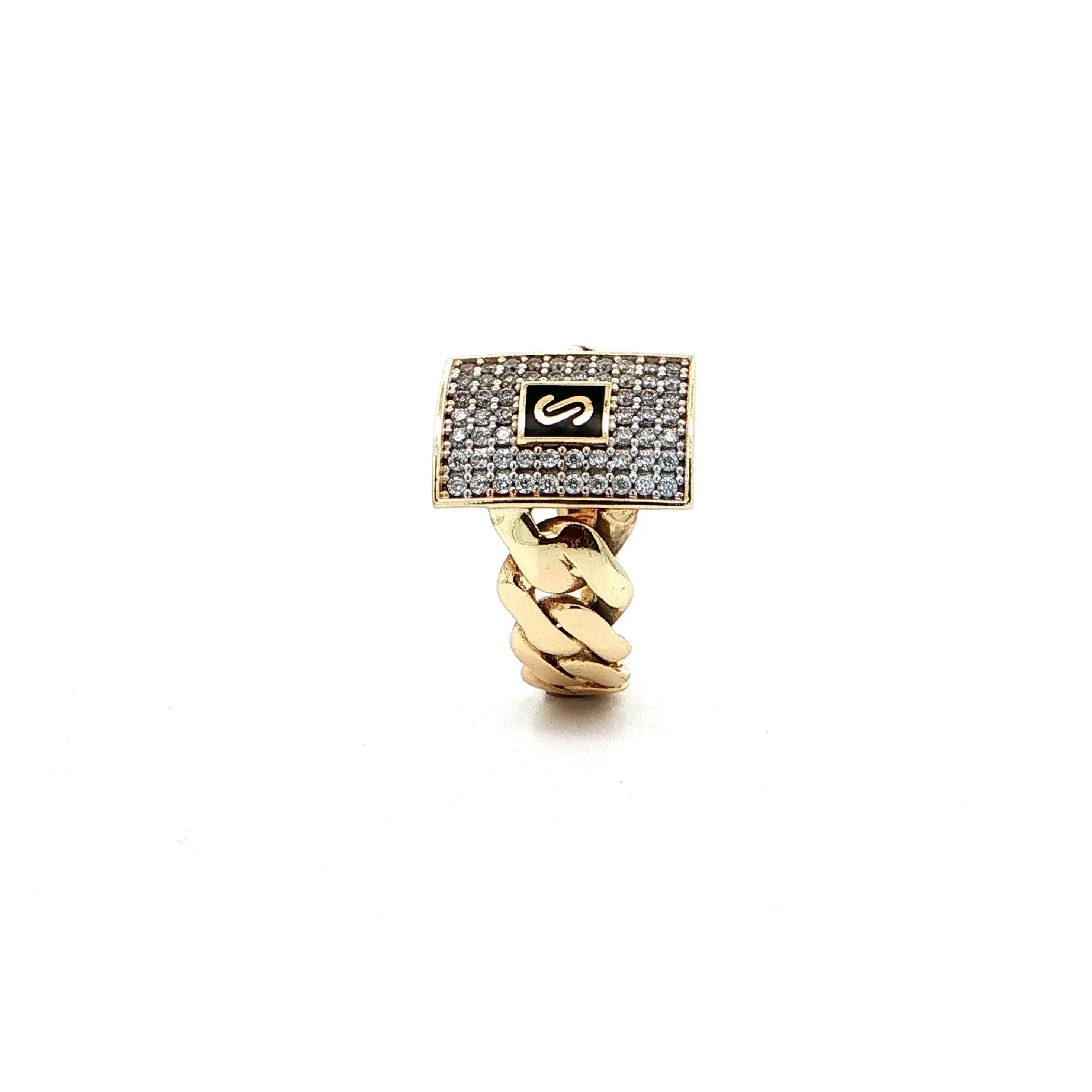 Ring Gelbgold mit schwarzem Lack & Zirkonia Ring Gelbgold mit schwarzem Lack & Zirkonia