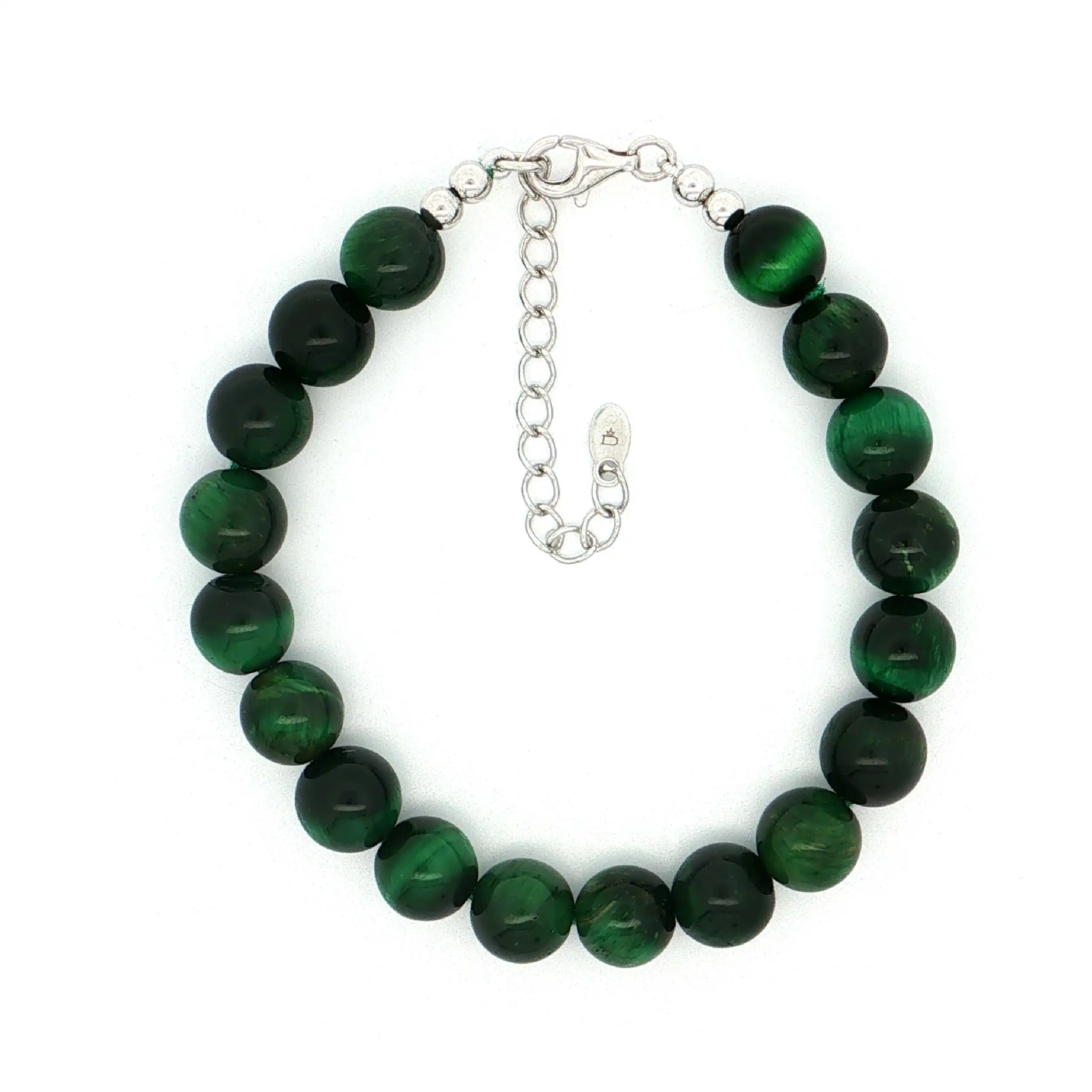 Glasperlenarmband "grünes Tigerauge" mit Silberschließe
