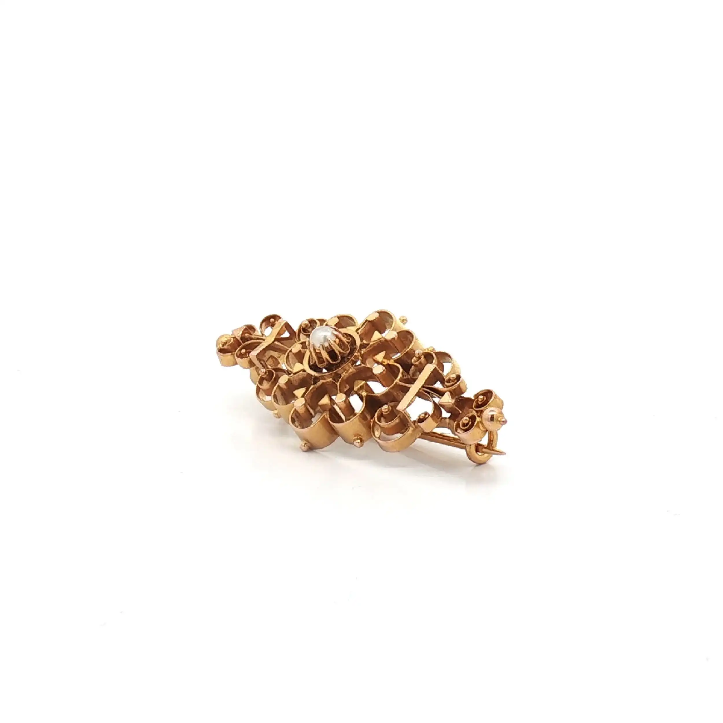 Brosche Gelbgold mit Perle Brosche Gelbgold mit Perle