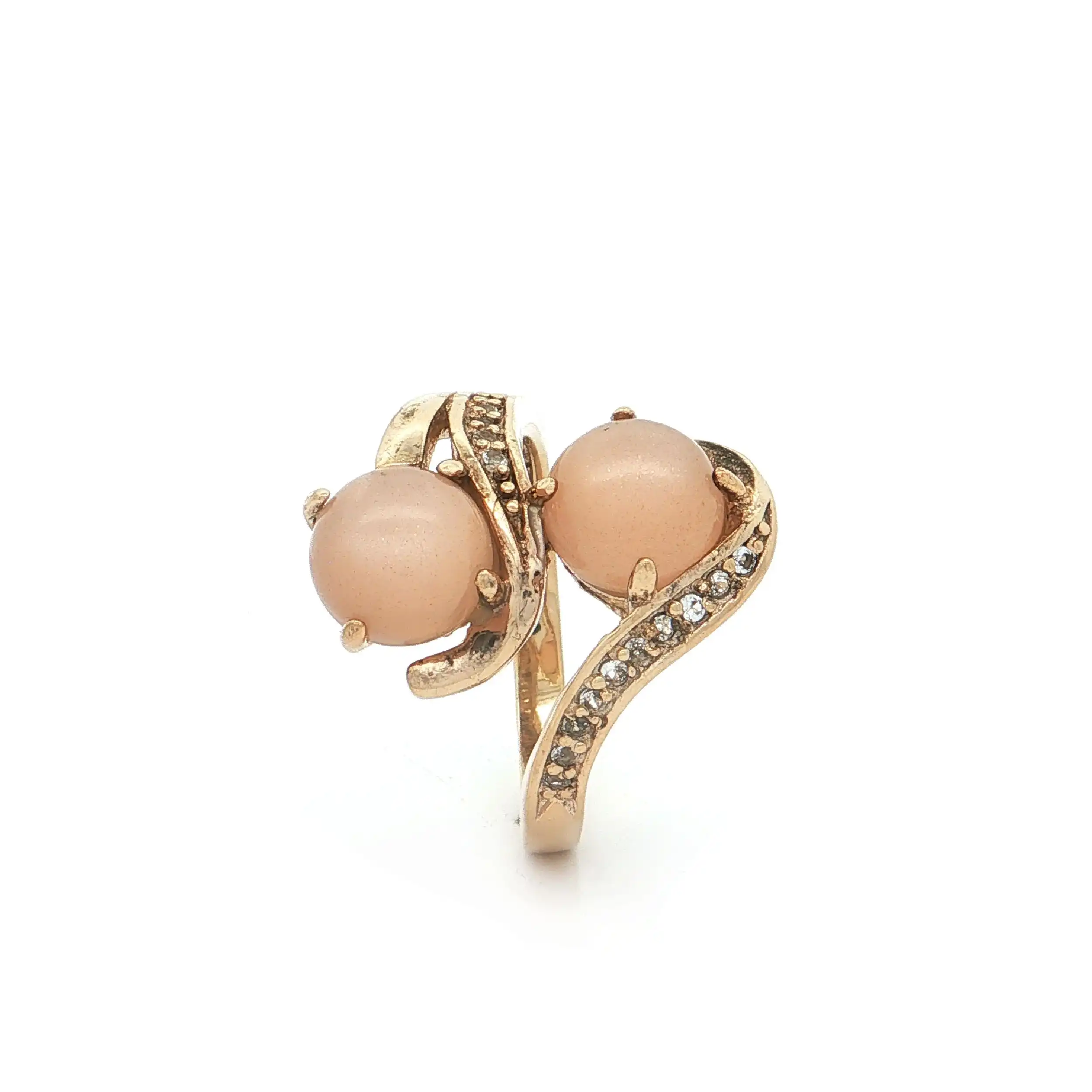 Silberring vergoldet mit Zirkonia und Farbsteincabochons