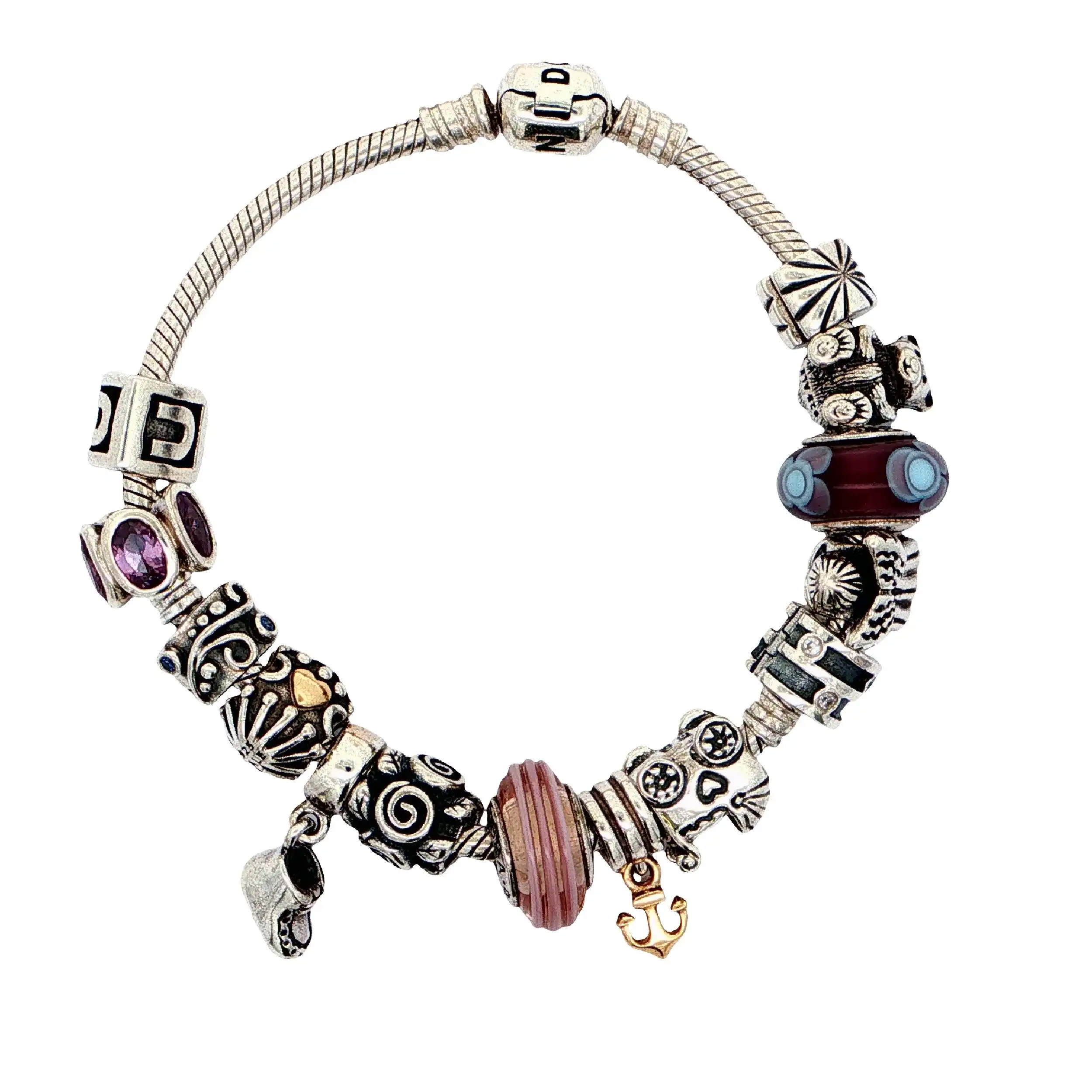 Pandora Armband Silber mit 14 Charms