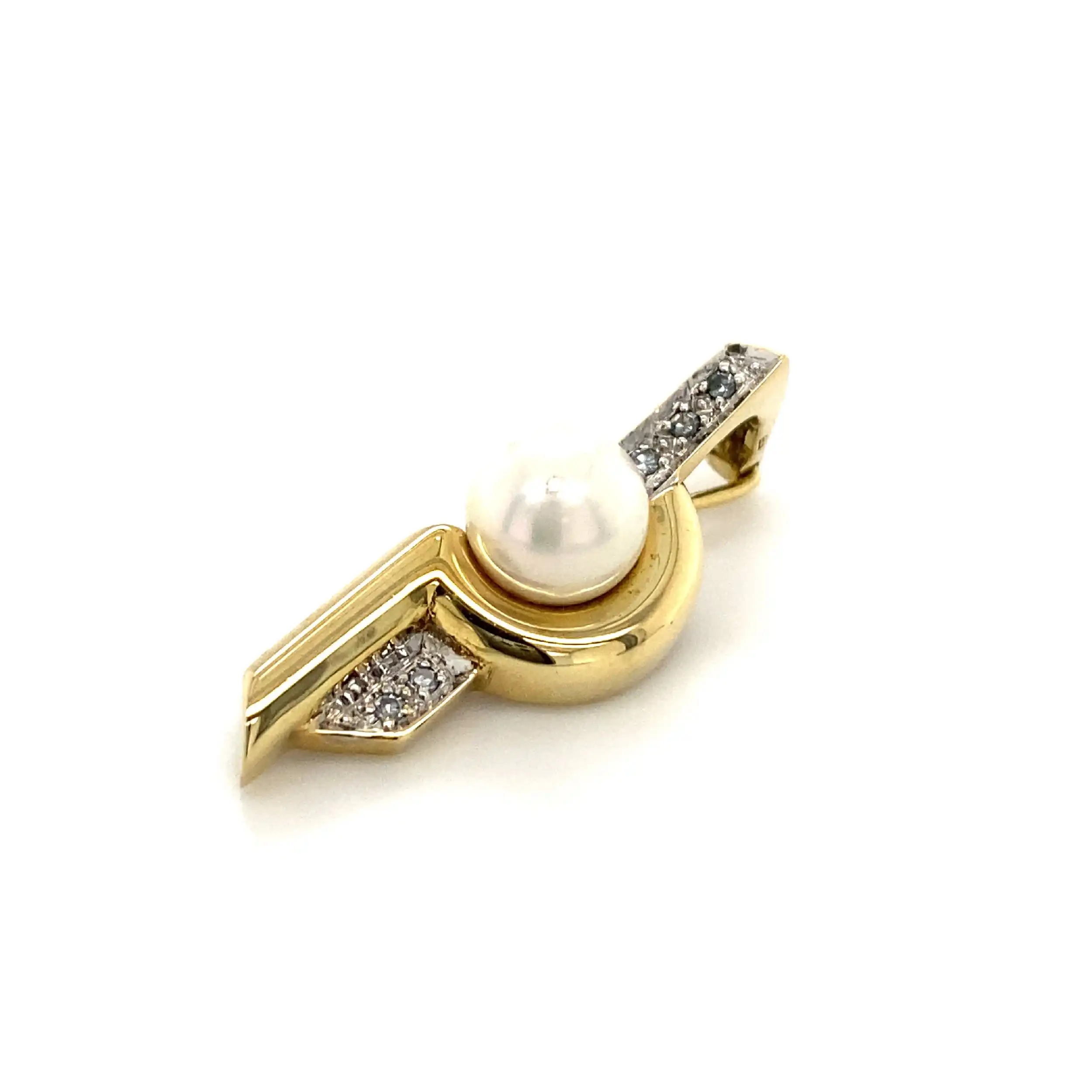 Anhänger/Clip Gelbgold mit Perle & Diamanten