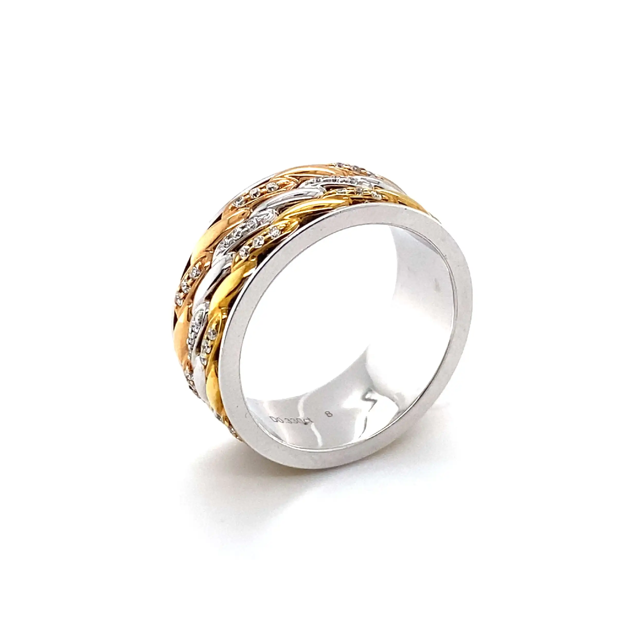 Rollring tricolor mit Brillanten Rollring tricolor mit Brillanten