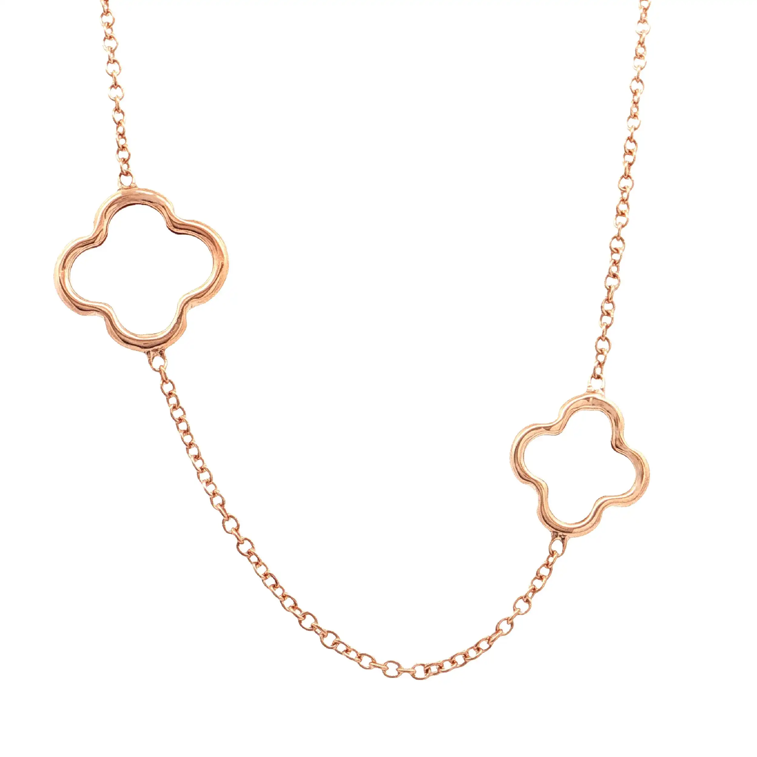 Ankercollier Roségold mit Blumenelementen