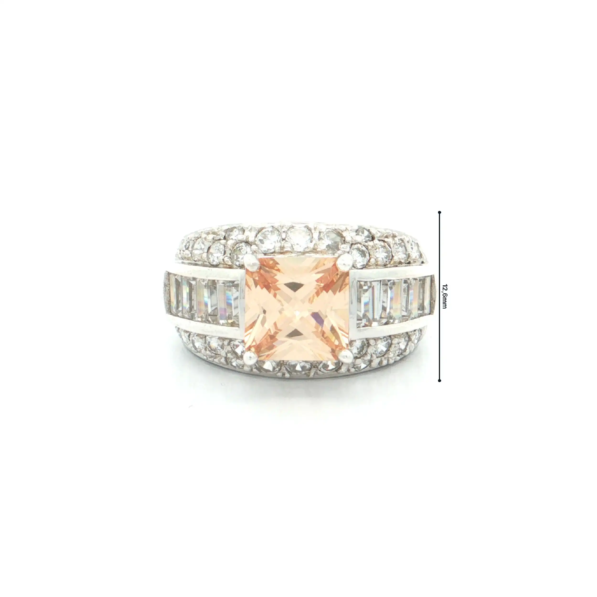Ring Silber mit Farbstein und Zirkonia