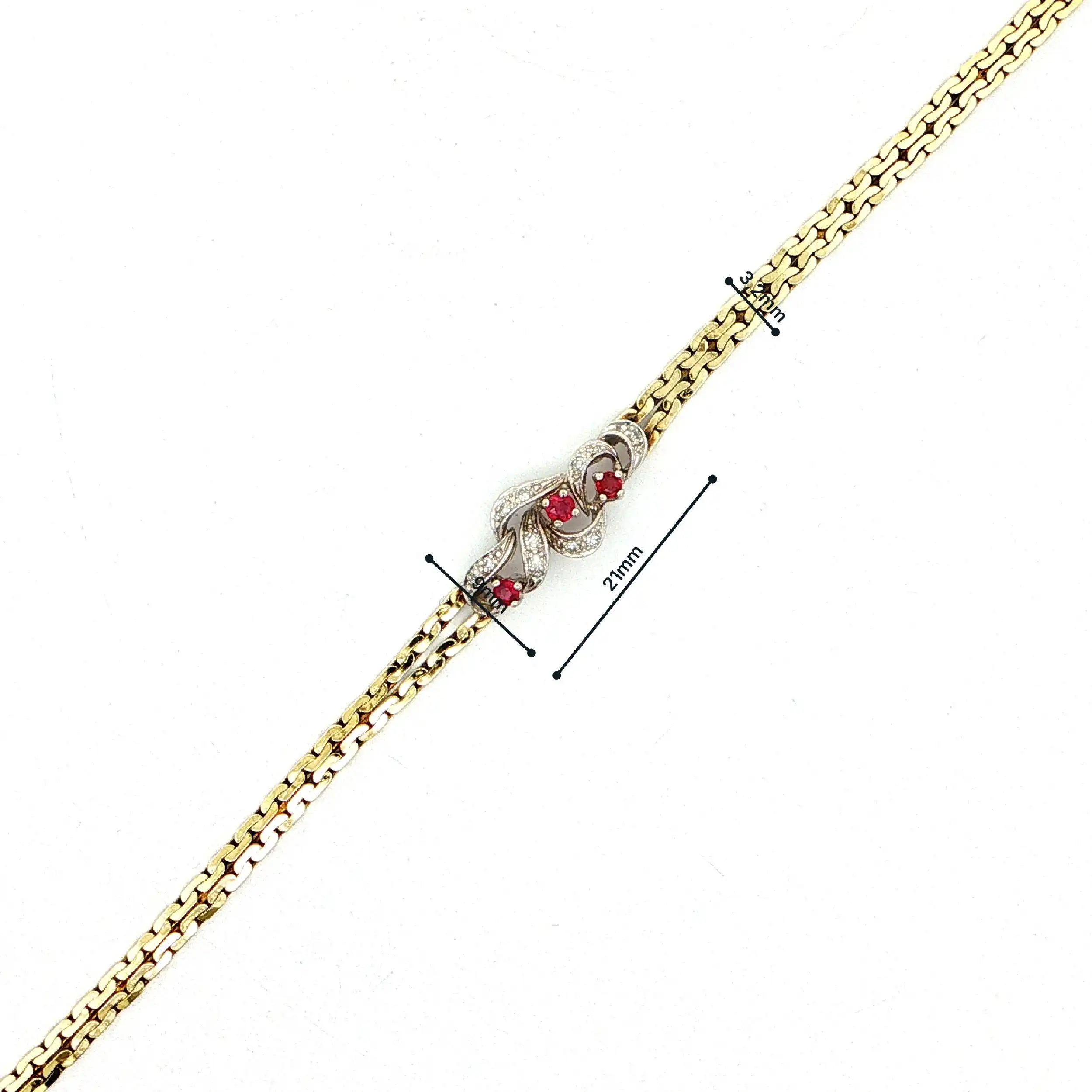 Armband Bicolor mit Rubinen & Diamanten, graviert mit 0,06ct.