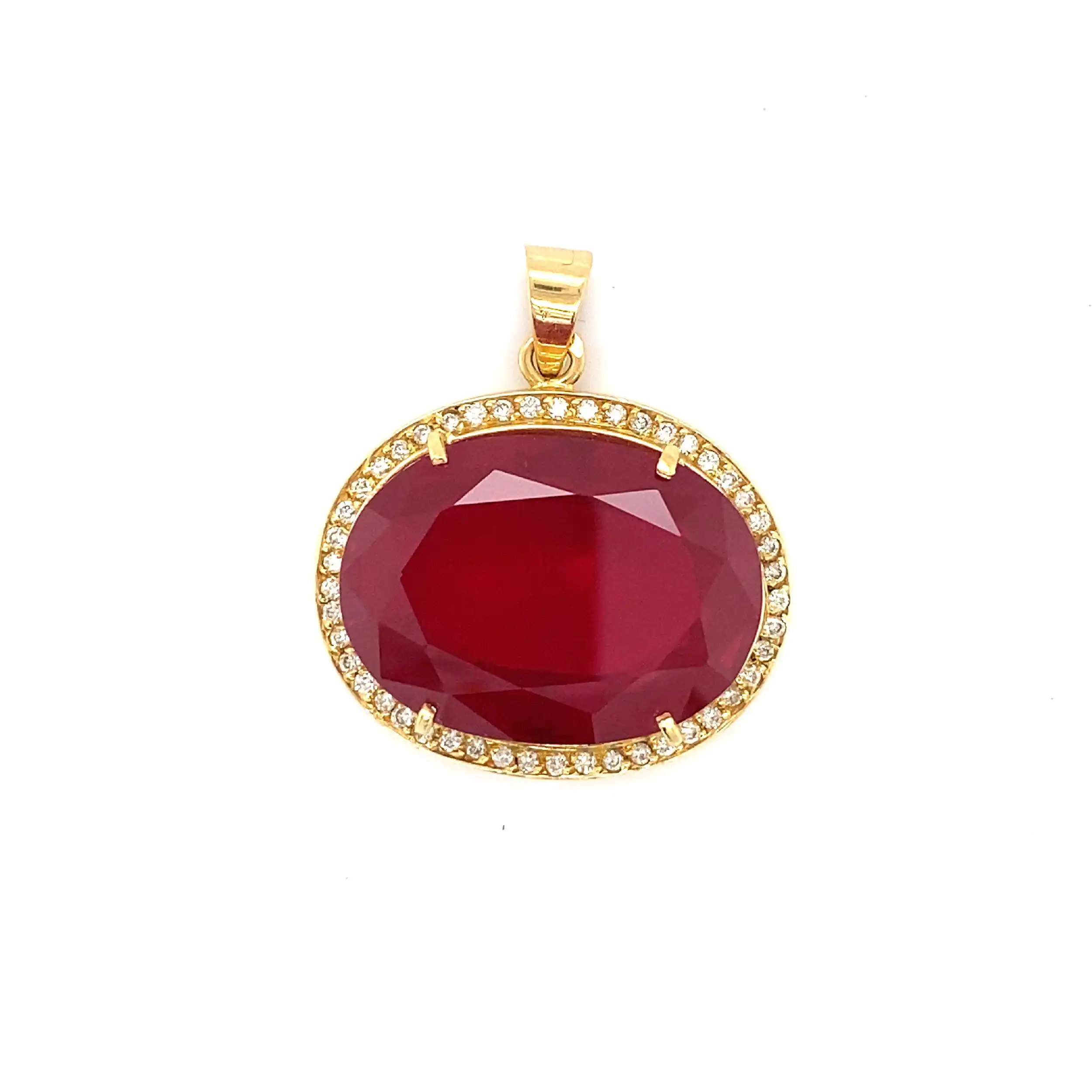 Anhänger Gelbgold mit Brillanten und synthetischem Rubin Anhänger Gelbgold mit Brillanten und synthetischem Rubin