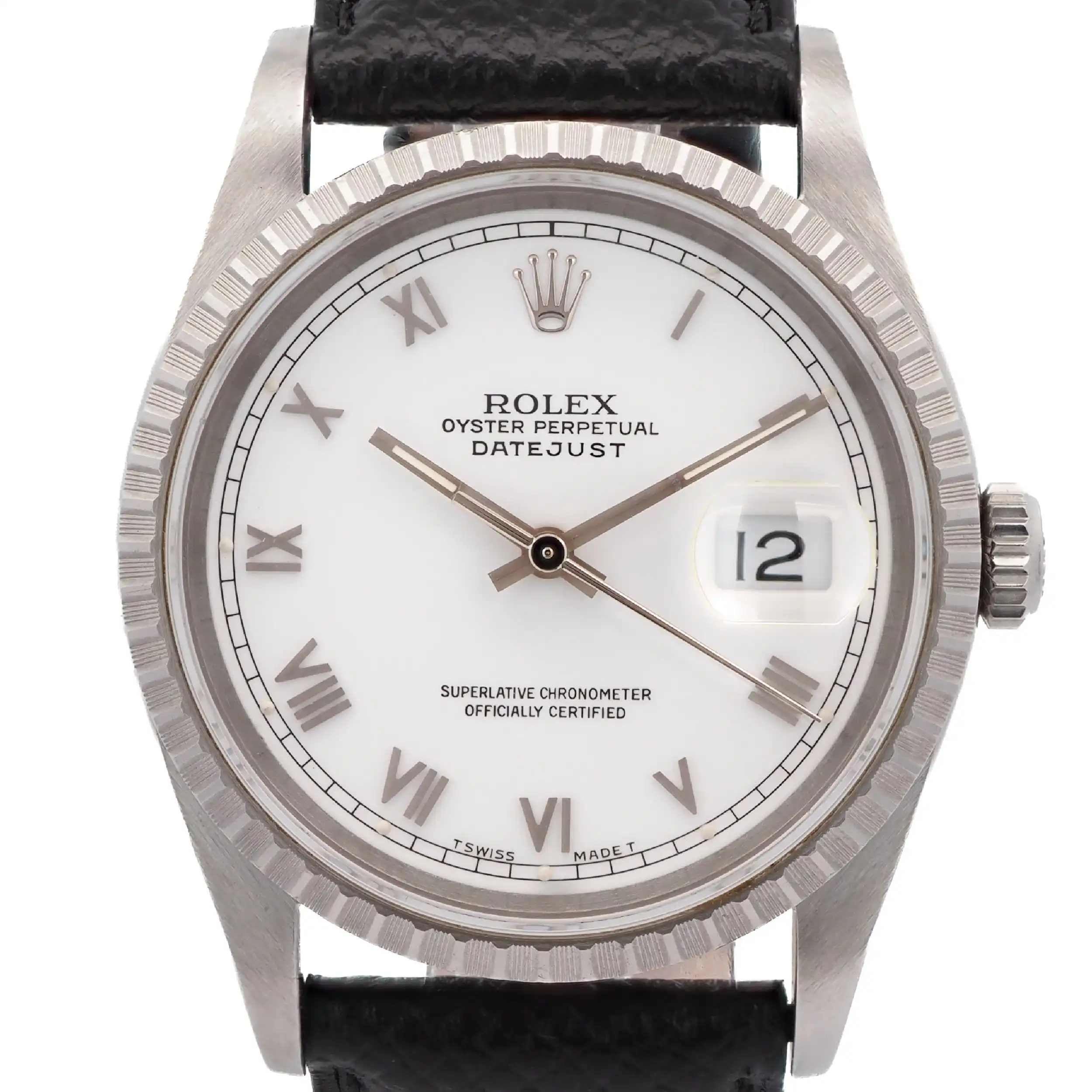 Herrenuhr Rolex DateJust 36mm Lederband mit Papieren LC100 .Ref 16220
