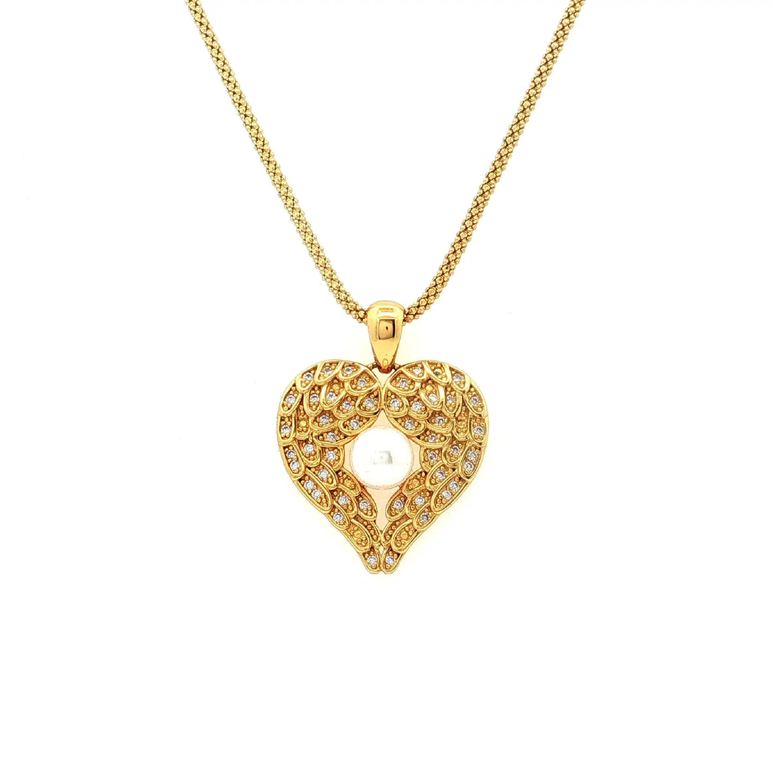 Kette mit Anhänger Perle und Zirkoniabesatz Kette mit Anhänger Perle und Zirkoniabesatz