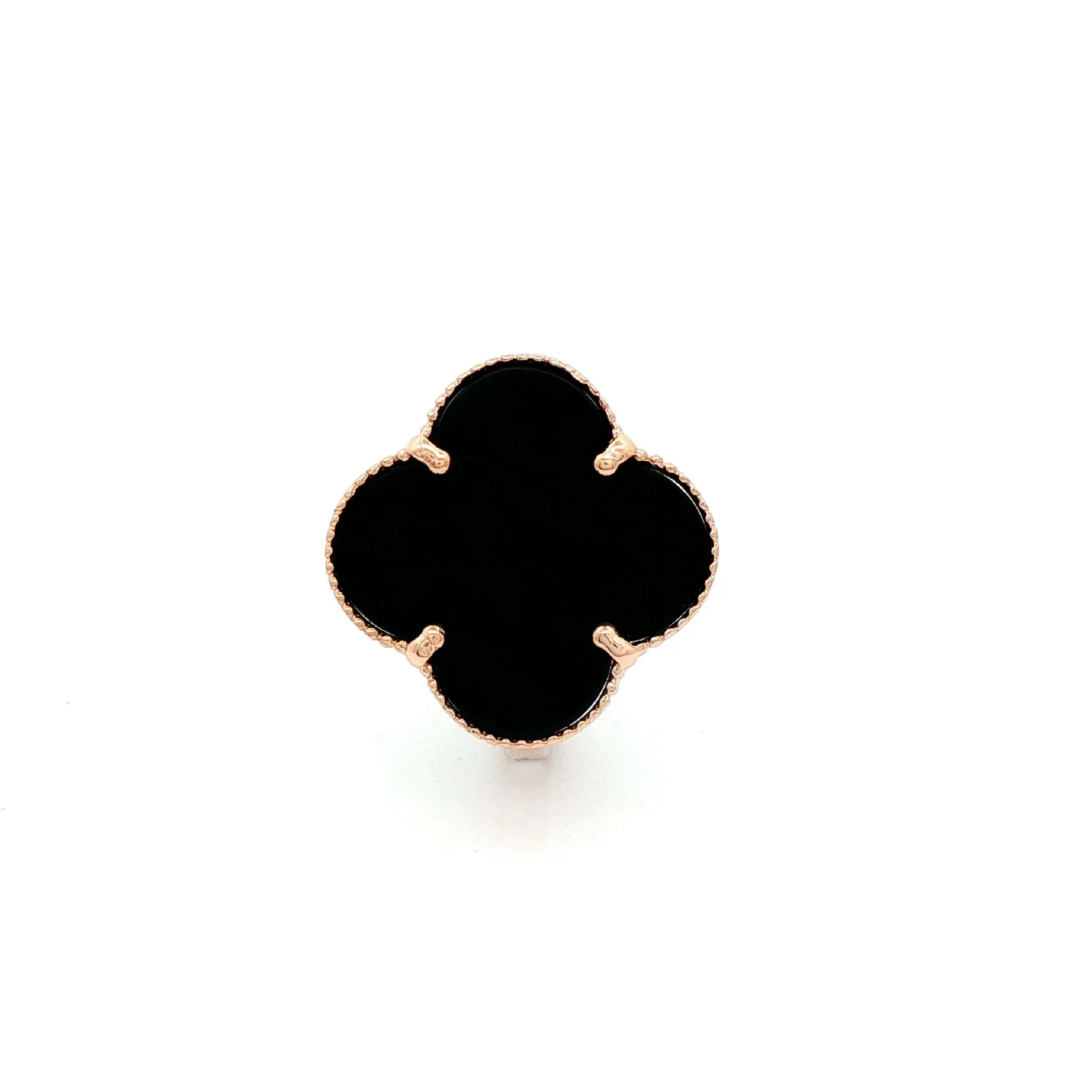 Ring Rotgold mit schwarzem Farbstein "Kleeblatt" Ring Rotgold mit schwarzem Farbstein "Kleeblatt"