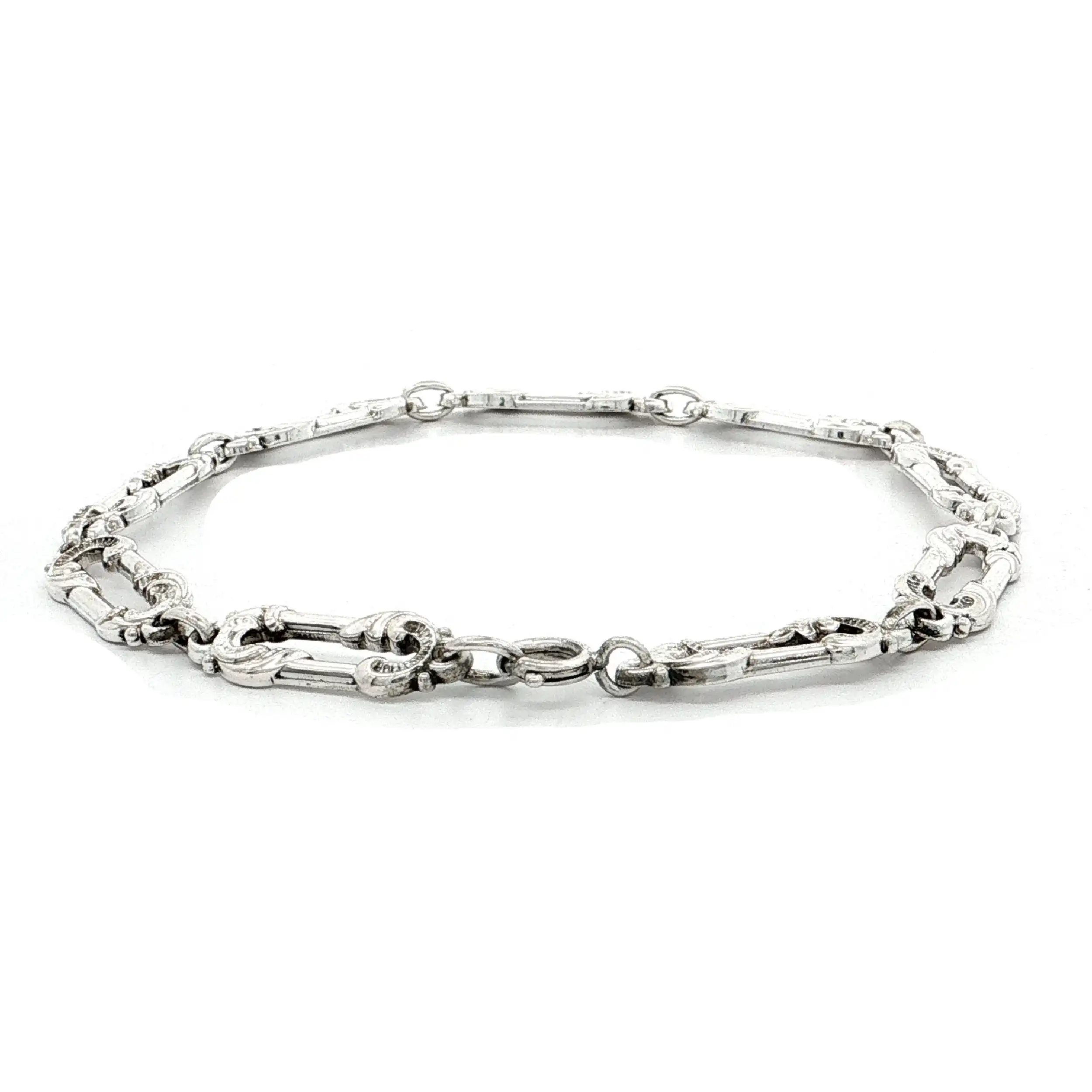 Vintage Kettenarmband mit verzierten Gliedern — Silber