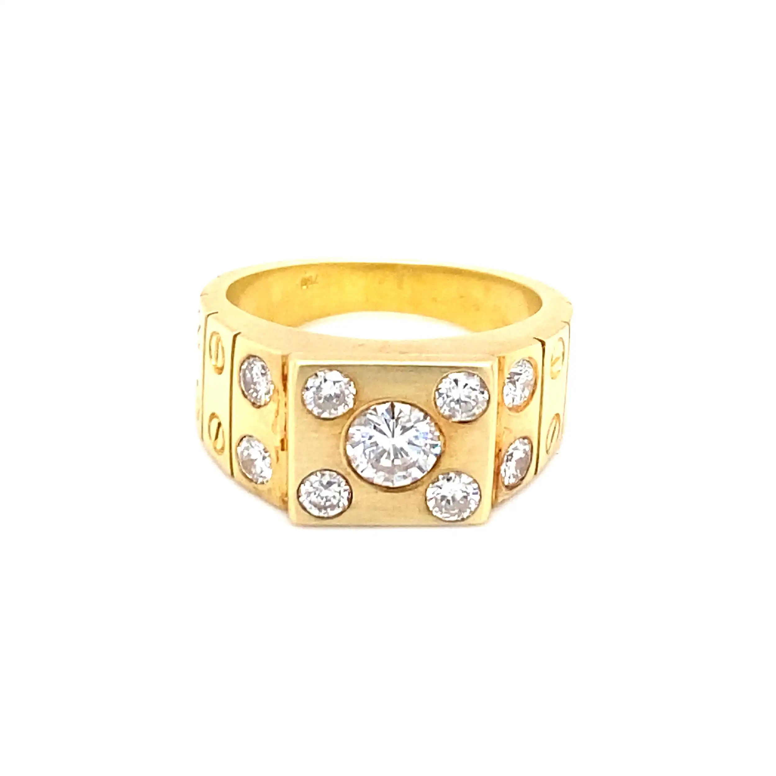 Ring Gelbgold mit Brillanten, graviert mit 1,32ct. Ring Gelbgold mit Brillanten, graviert mit 1,32ct.