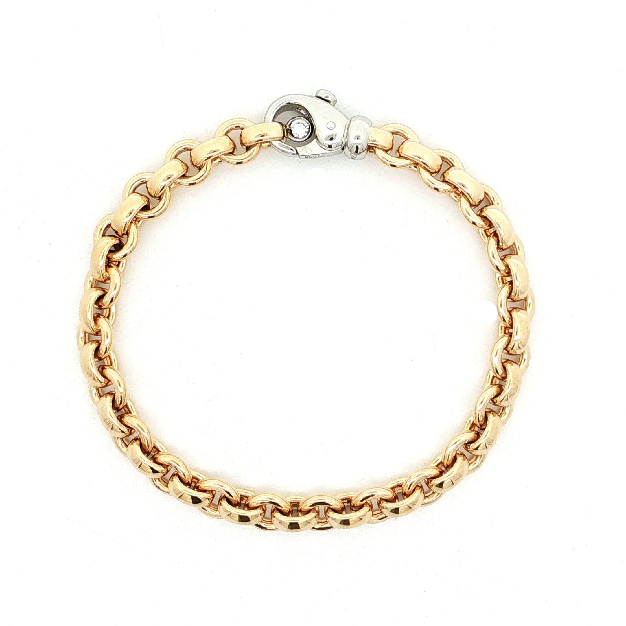 Erbsarmband Gelbgold mit Platin Karabiner & Brillanten