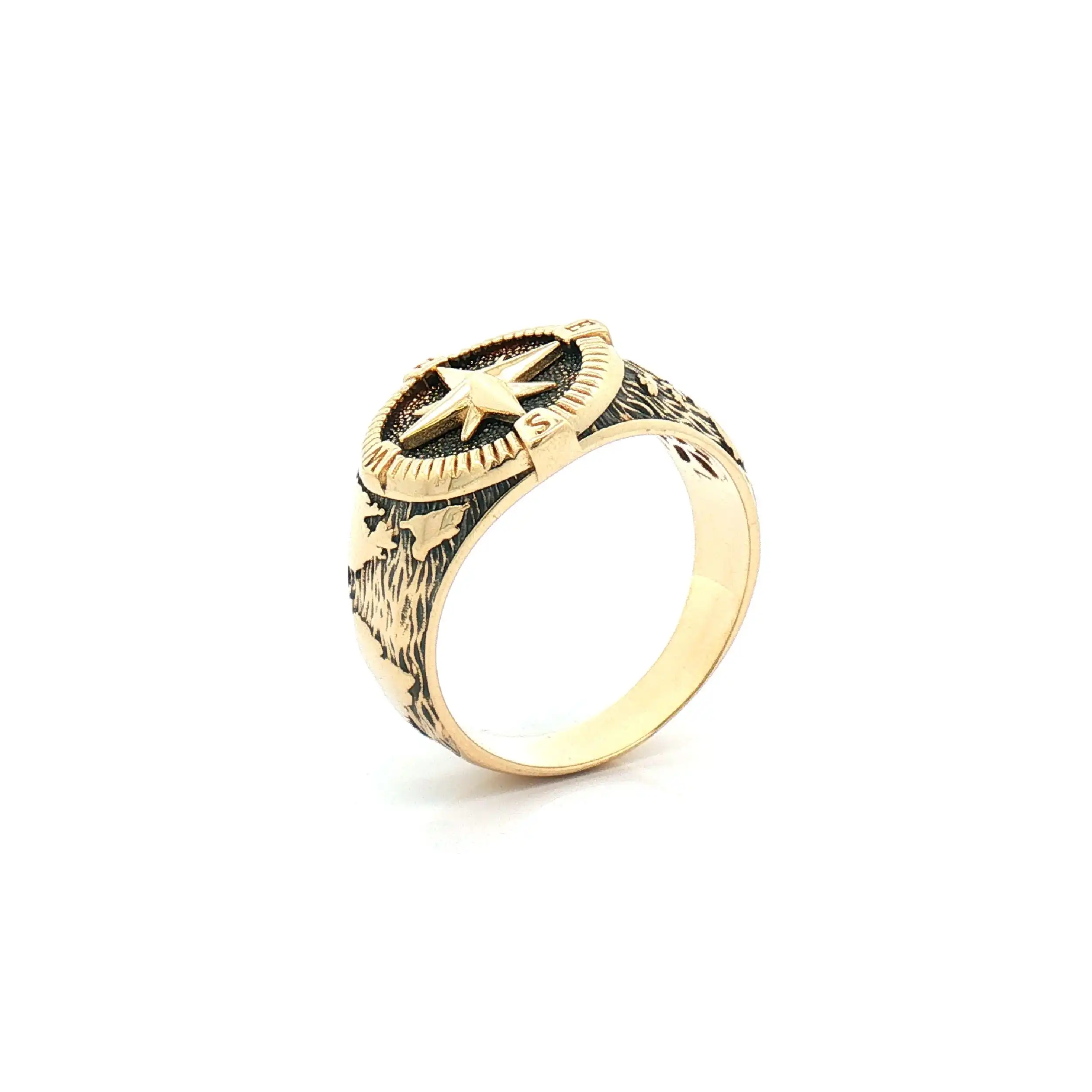 Ring Gelbgold Kompass