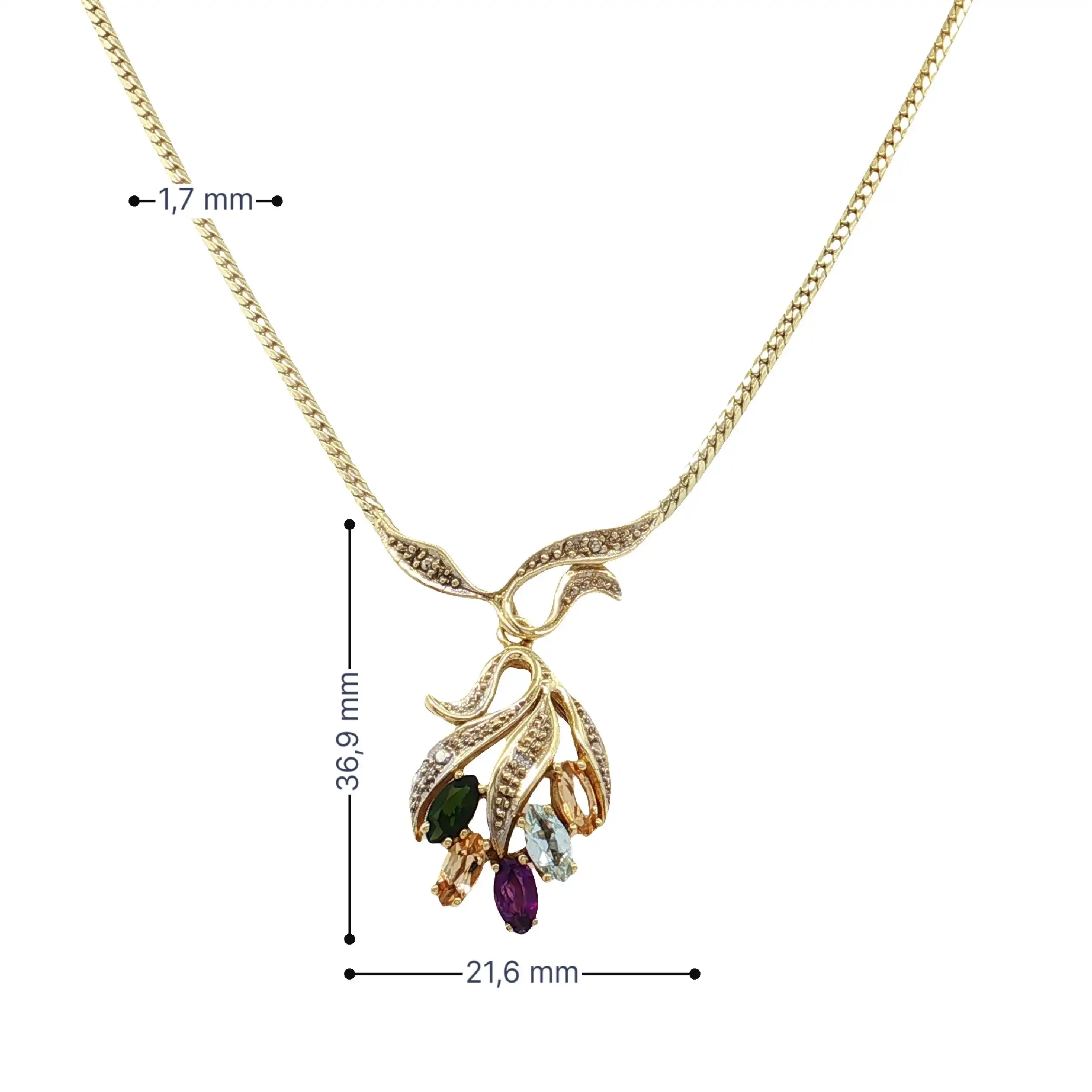 Collier Gelbgold mit bunten Farbsteinen