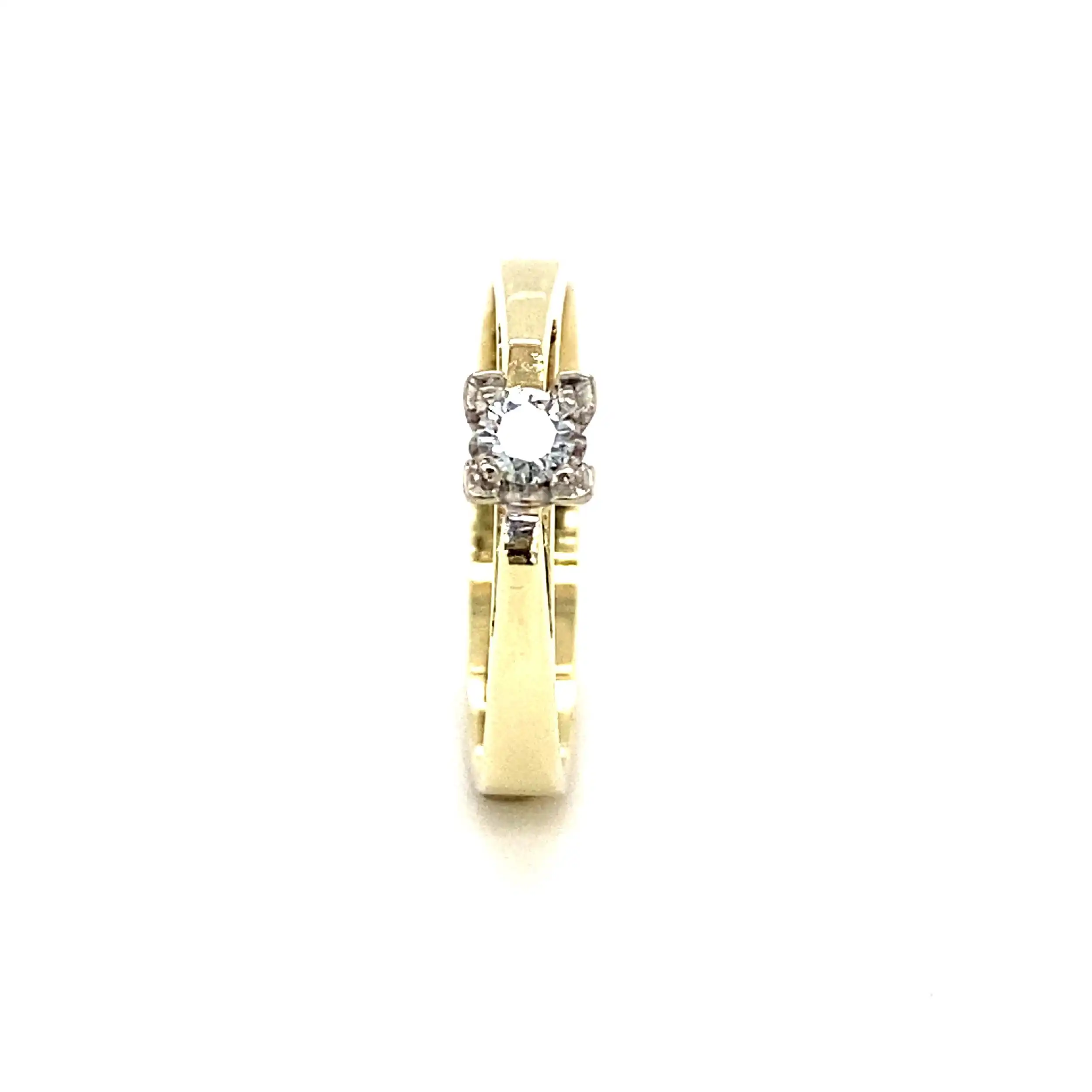 Ring Bicolor mit Brillant, graviert mit 0,11ct. Ring Bicolor mit Brillant, graviert mit 0,11ct.