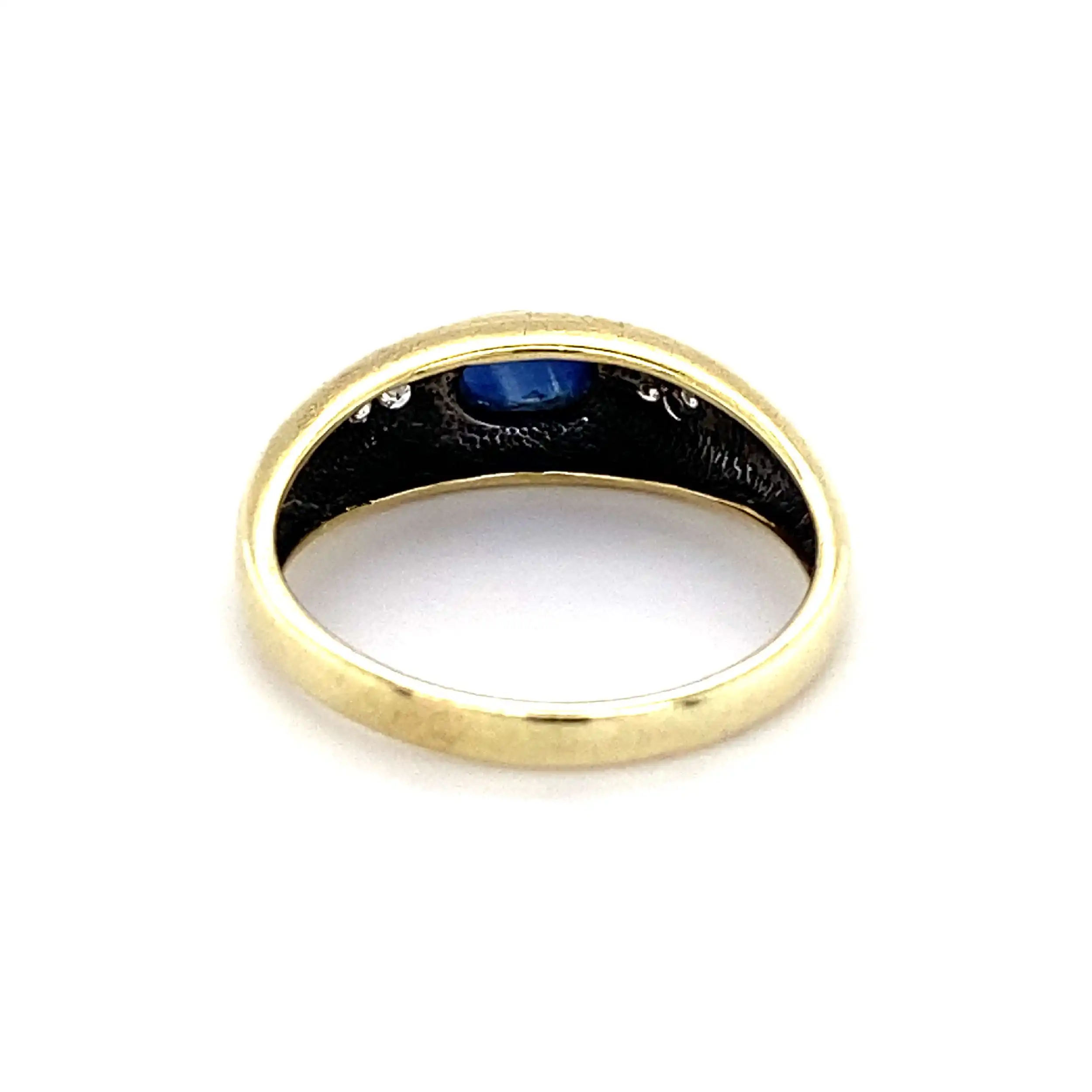 Ring Gelbgold mit blauem Cabochon und Diamanten