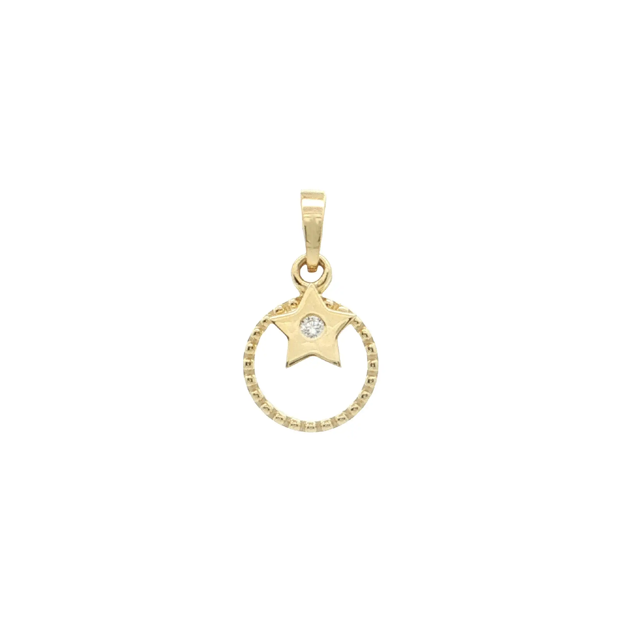 Anhänger Gelbgold Kreis mit Sternchen mit Zirkonia Anhänger Gelbgold Kreis mit Sternchen mit Zirkonia