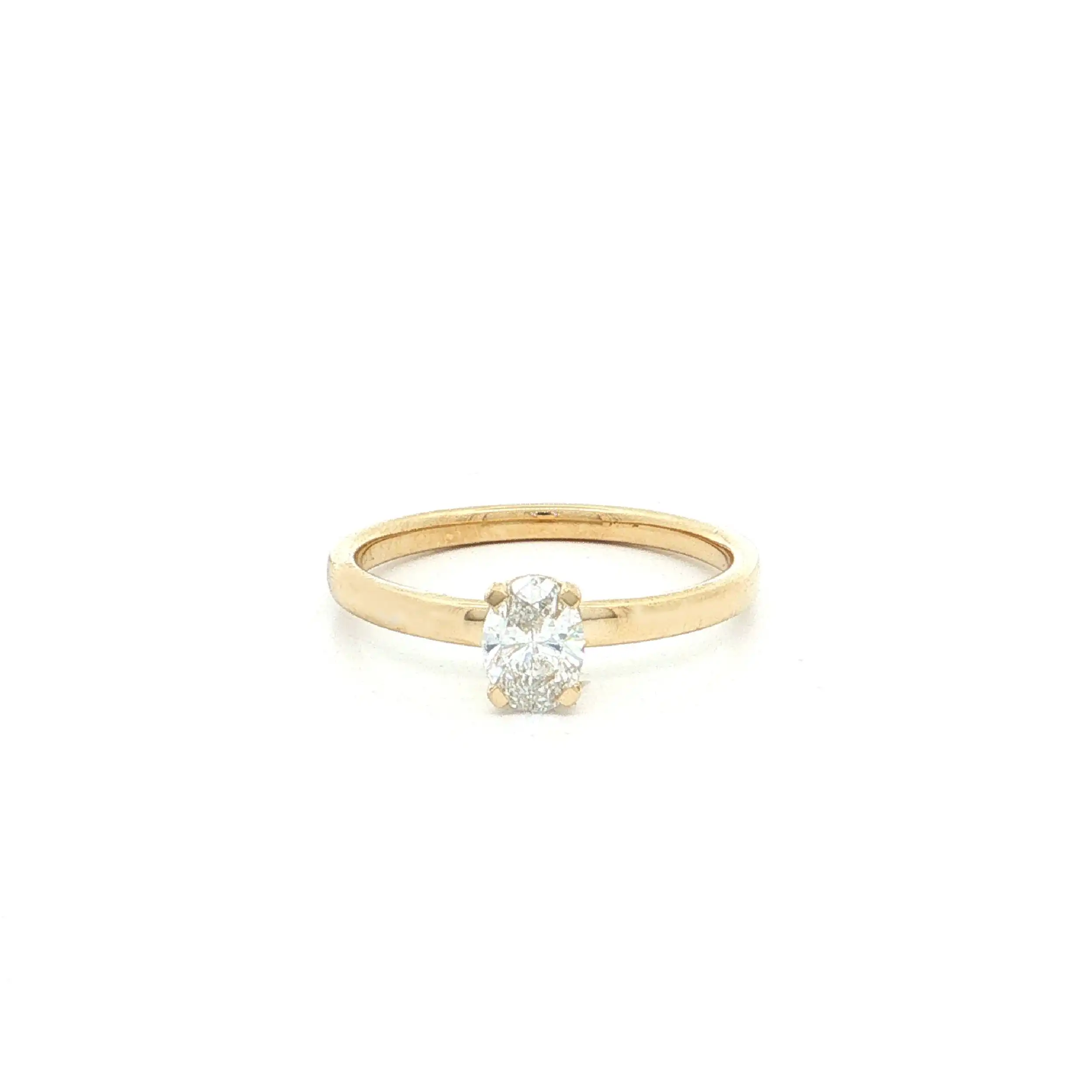 Solitärring Gelbgold mit Labgrown Diamond im Ovalschliff, graviert mit 0,5ct