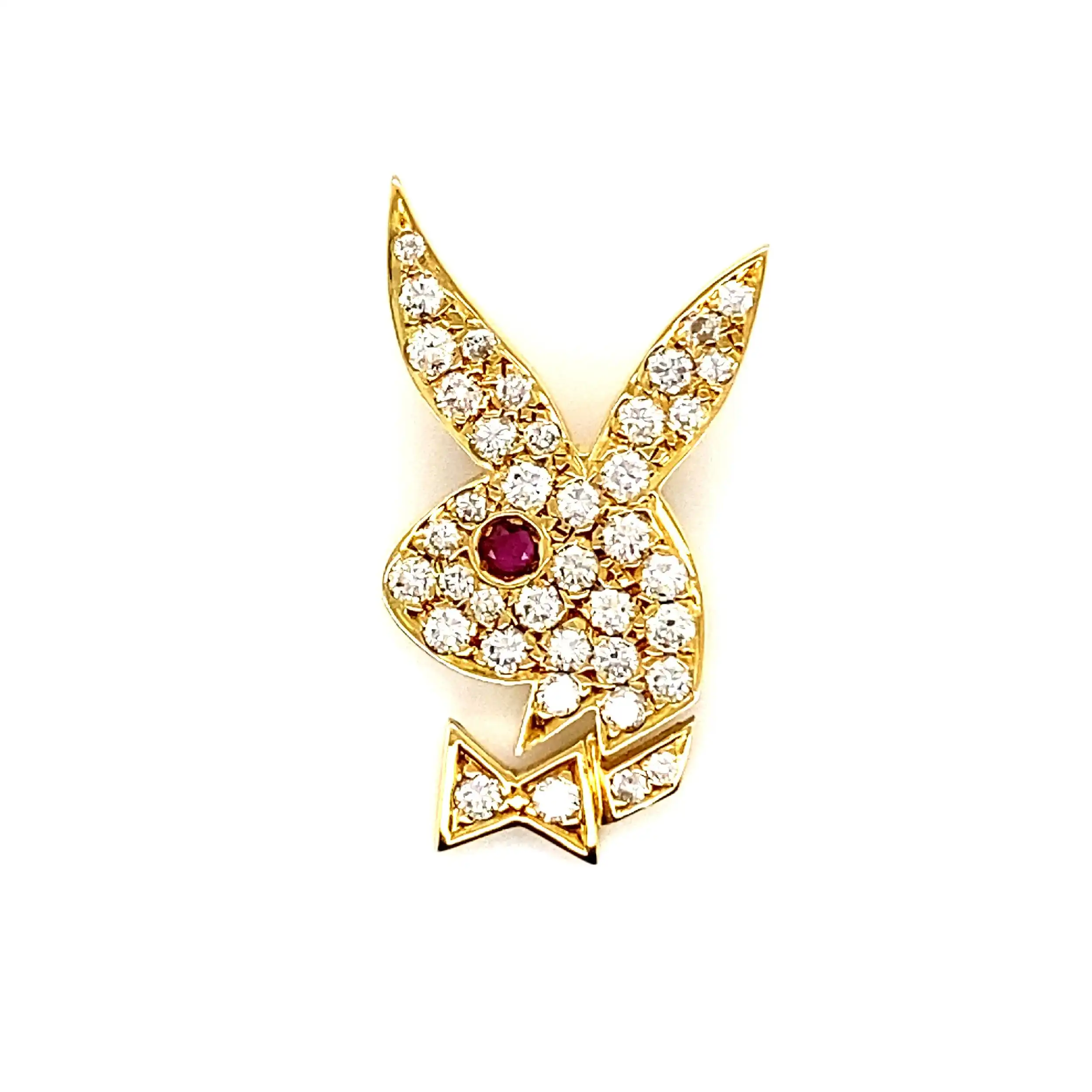 Anhänger Gelbgold Playboy mit Rubin & Brillanten