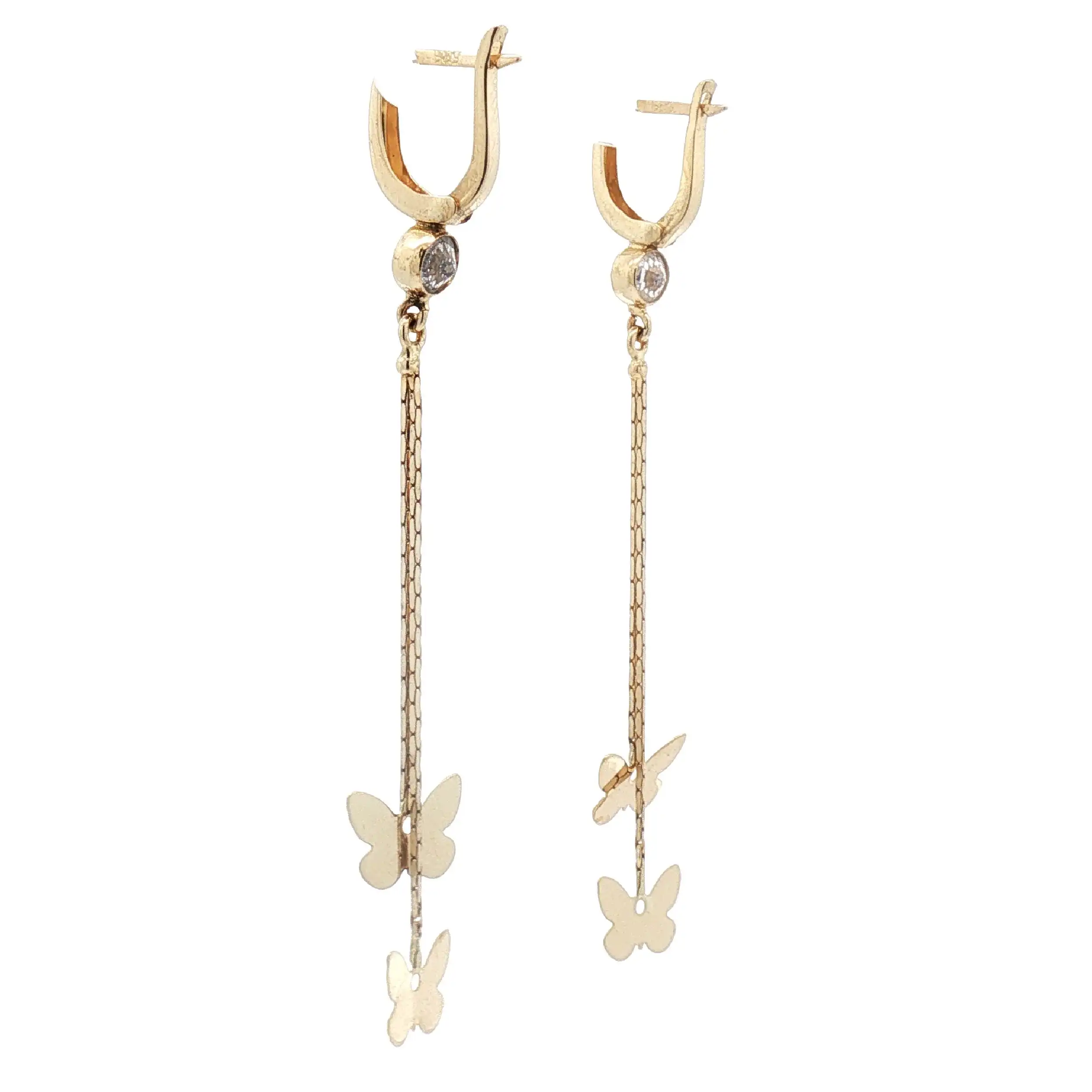 Ohrhänger Gelbgold Schmetterlinge mit Zirkonia