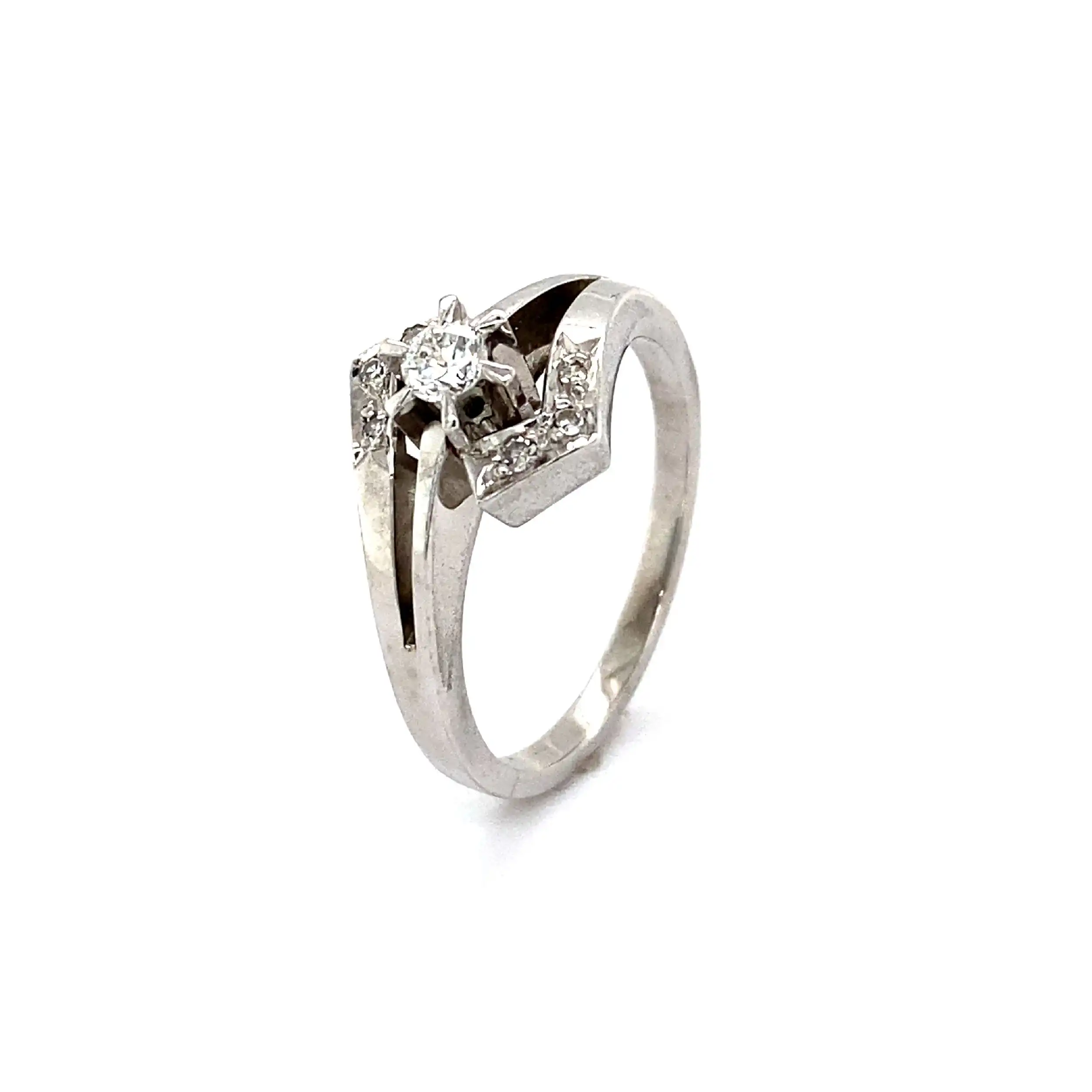 Ring Weißgold mit Brillant und Diamanten Ring Weißgold mit Brillant und Diamanten