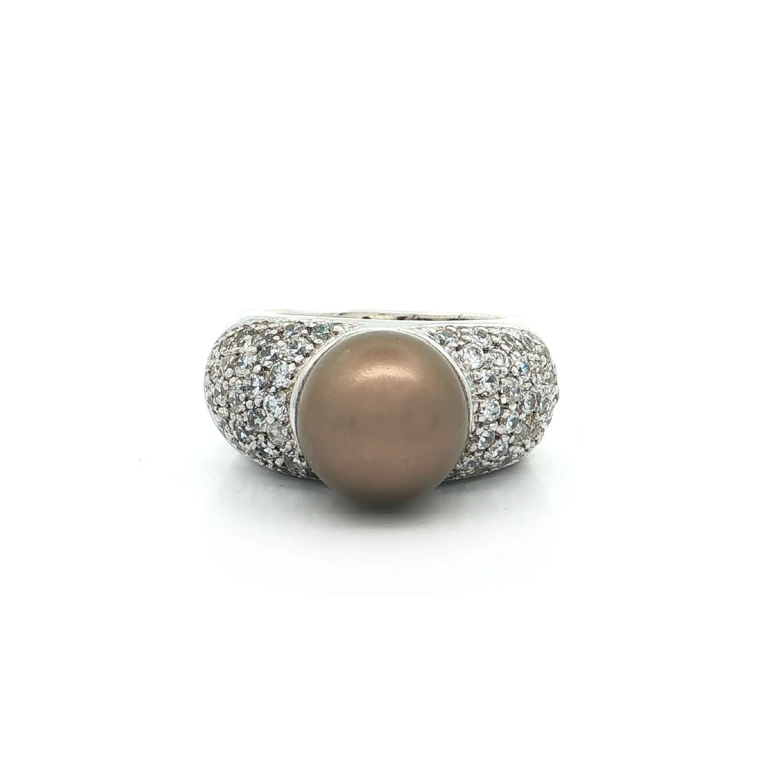 Ring Silber mit brauner Perle und Zirkonia Ring Silber mit brauner Perle und Zirkonia