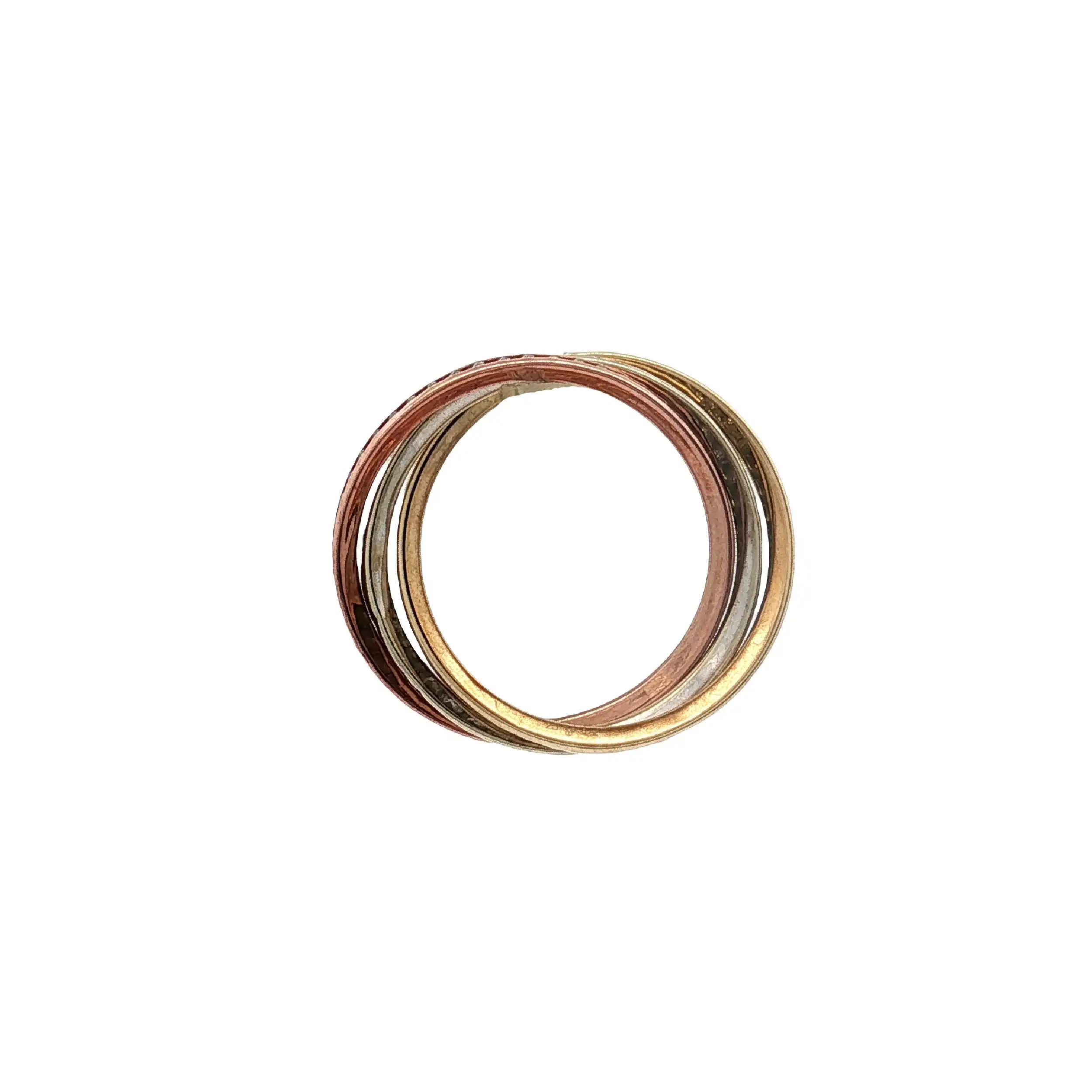 Rollring Tricolor mit Zirkonia Rollring Tricolor mit Zirkonia